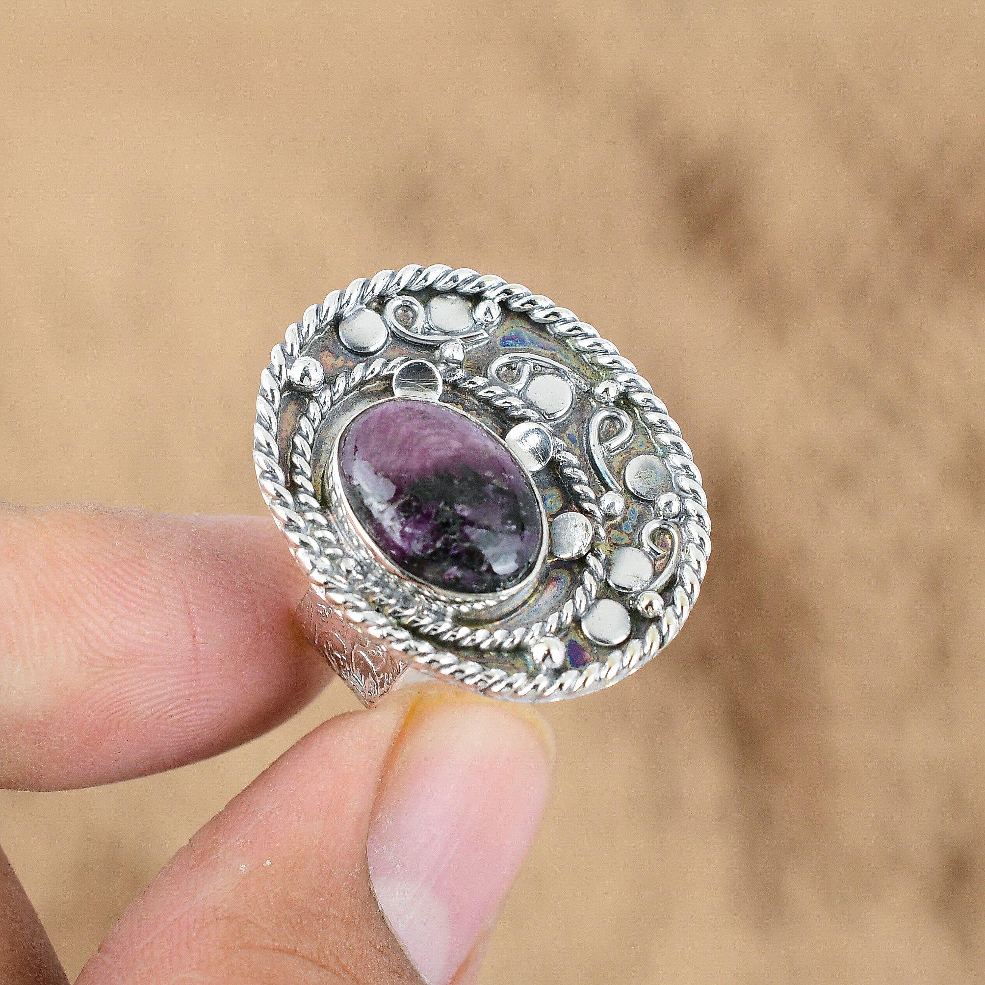 Натуральный камень Звездный Рубин 925 Серебро Мультикамень Регулируемое кольцо для женщин