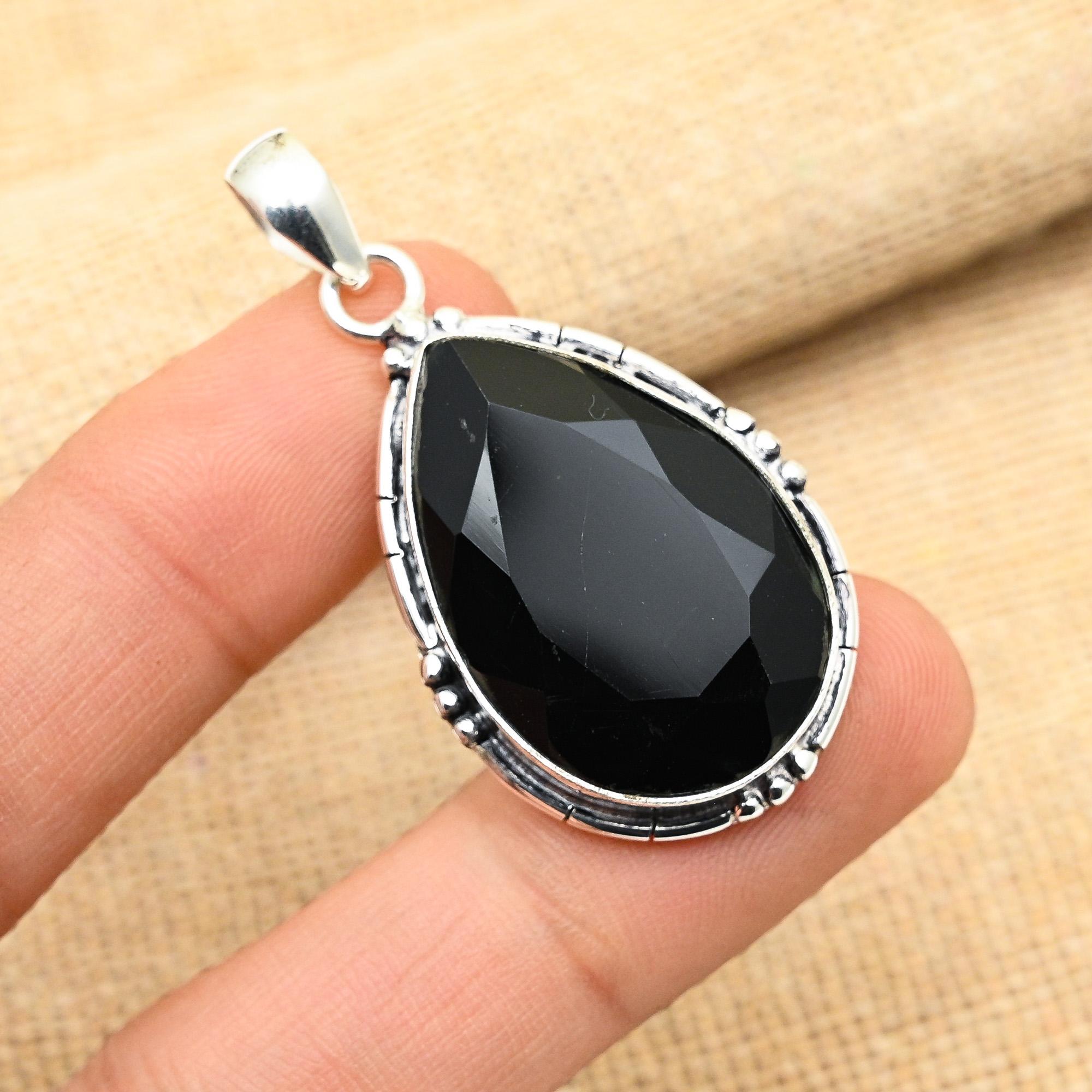 Ювелирный кулон ручной работы из стерлингового серебра 925 пробы с черной шпинелью ручной работы для нее