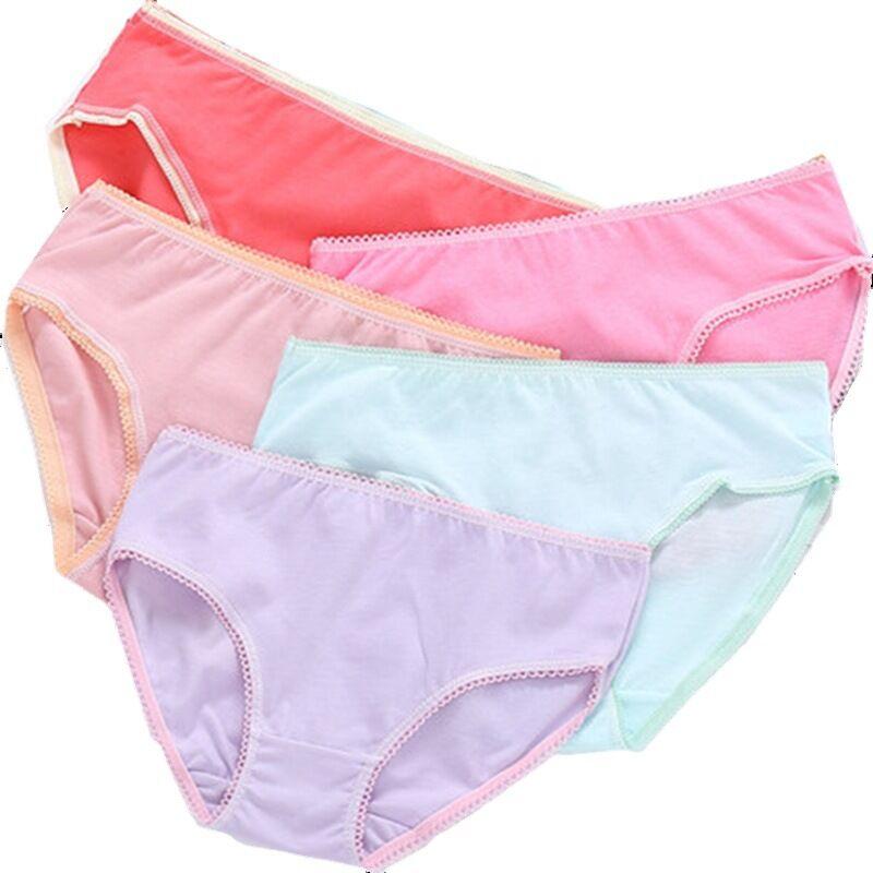6PC Girls Solid Briefs Panties Kids Underwear Girls Cotton Panties 1-12years