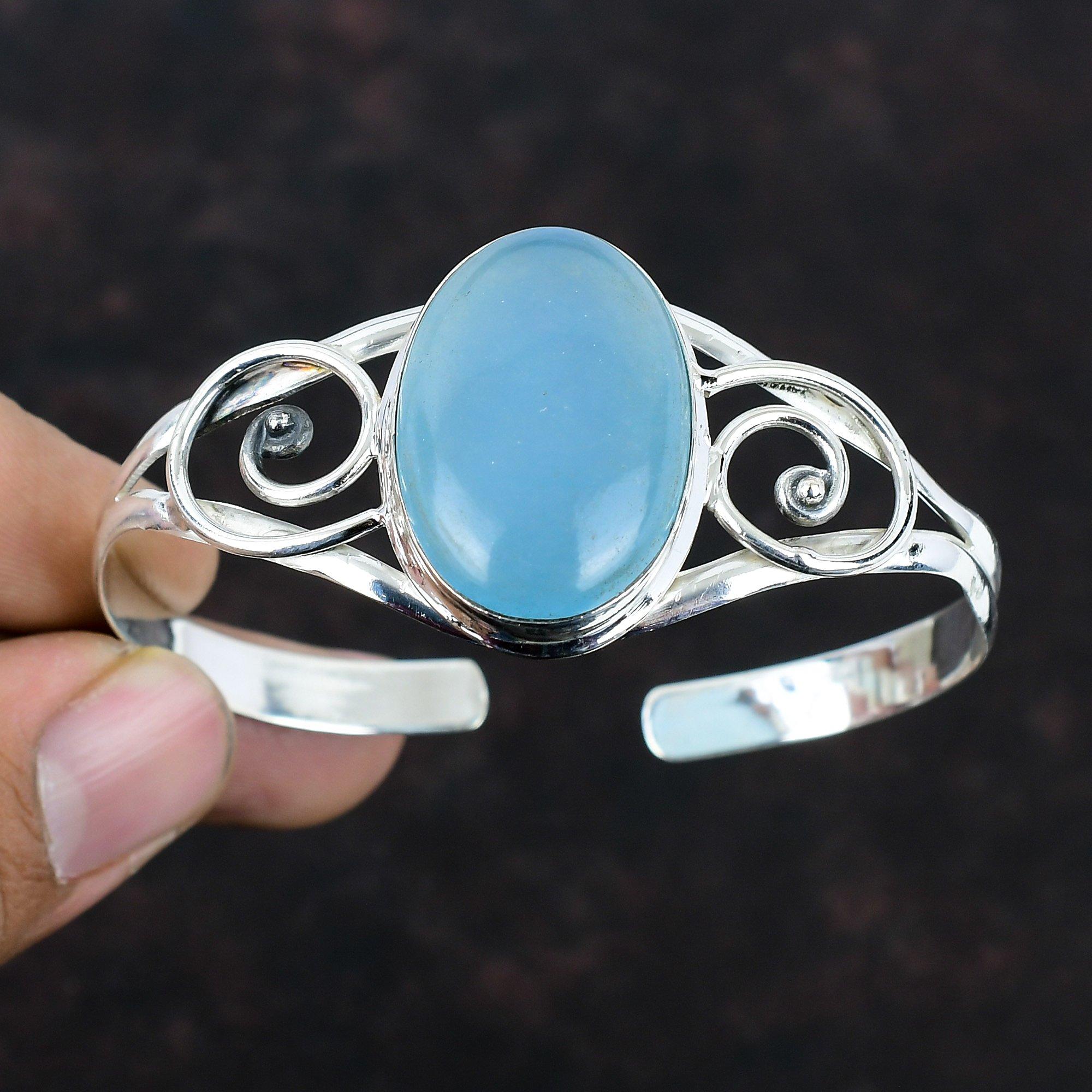 Браслет из драгоценного камня с аквамарином, браслет-манжета из стерлингового серебра 925 пробы, регулируемый браслет ручной работы, браслет последнего дизайна, ювелирные изделия с аквамарином для подарков