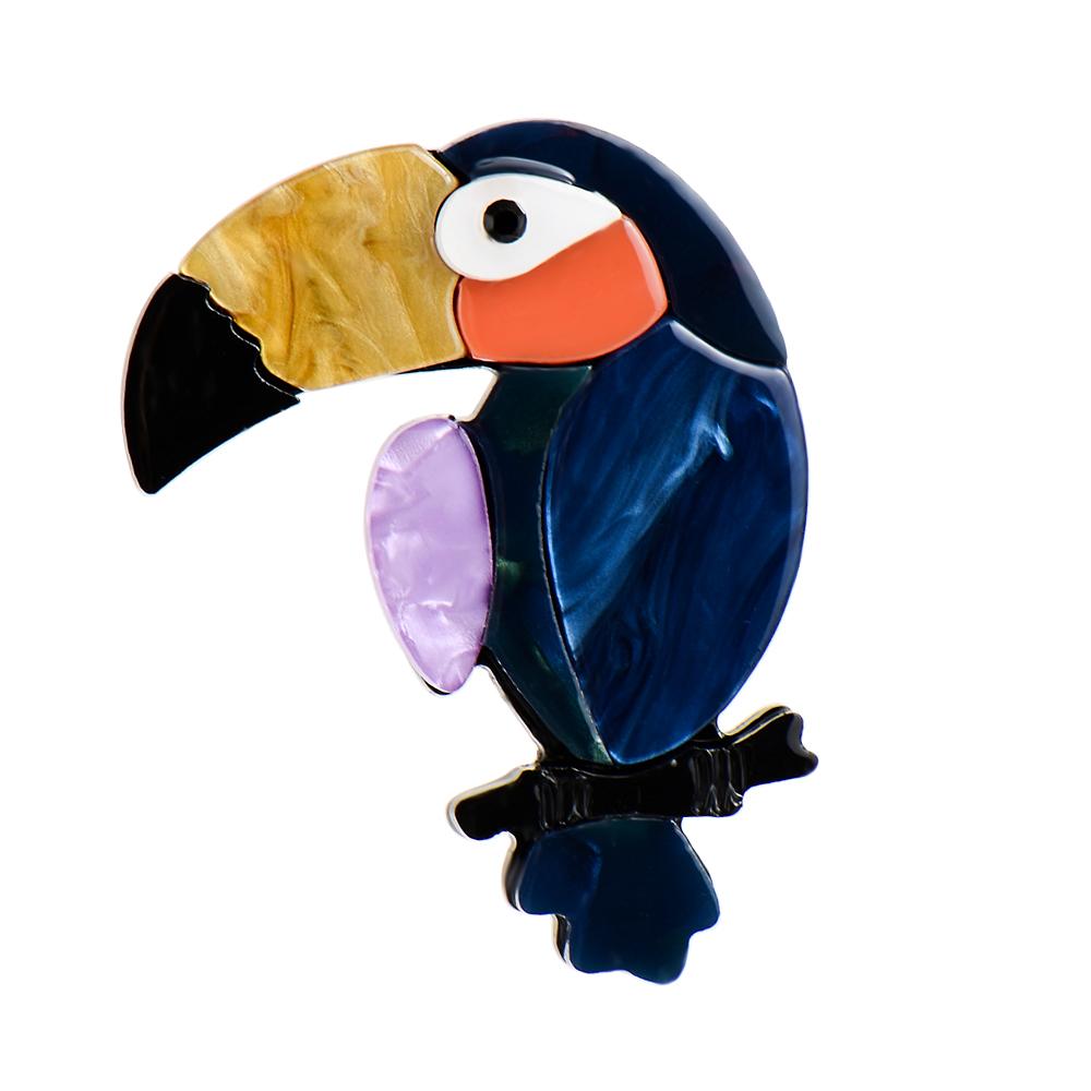Blucome Новое поступление, акриловая брошь в виде животного, брошь с мультяшным попугаем для женщин и детей, платье, шляпа, шпильки для хиджаба