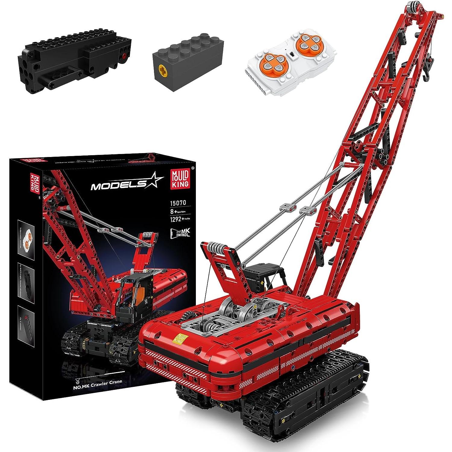 MOULD KING 15069 и 15070 MK, строительные наборы для гусеничного крана, строительные блоки, модель строительной техники с мотором, подарочная игрушка для детей от 8 лет (1292+ штук)