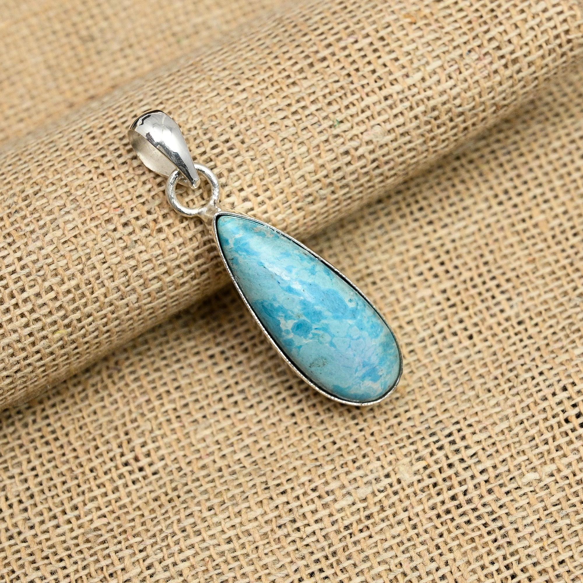 Великолепный ювелирный кулон ручной работы из стерлингового серебра 925 пробы с драгоценным камнем Ларимар для нее