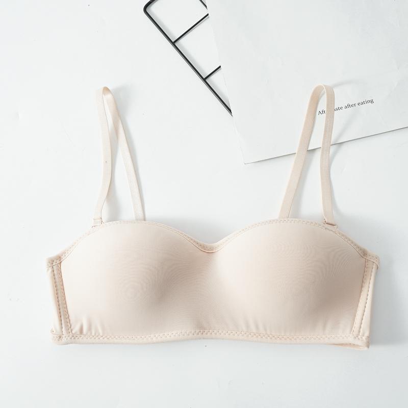 Women's Solid Color Seamless Party Wedding Bras Sexy Simple Girl Underwear Bras 3D Invisible Underwear Without Steel Ring Tube Top Push Up Bra