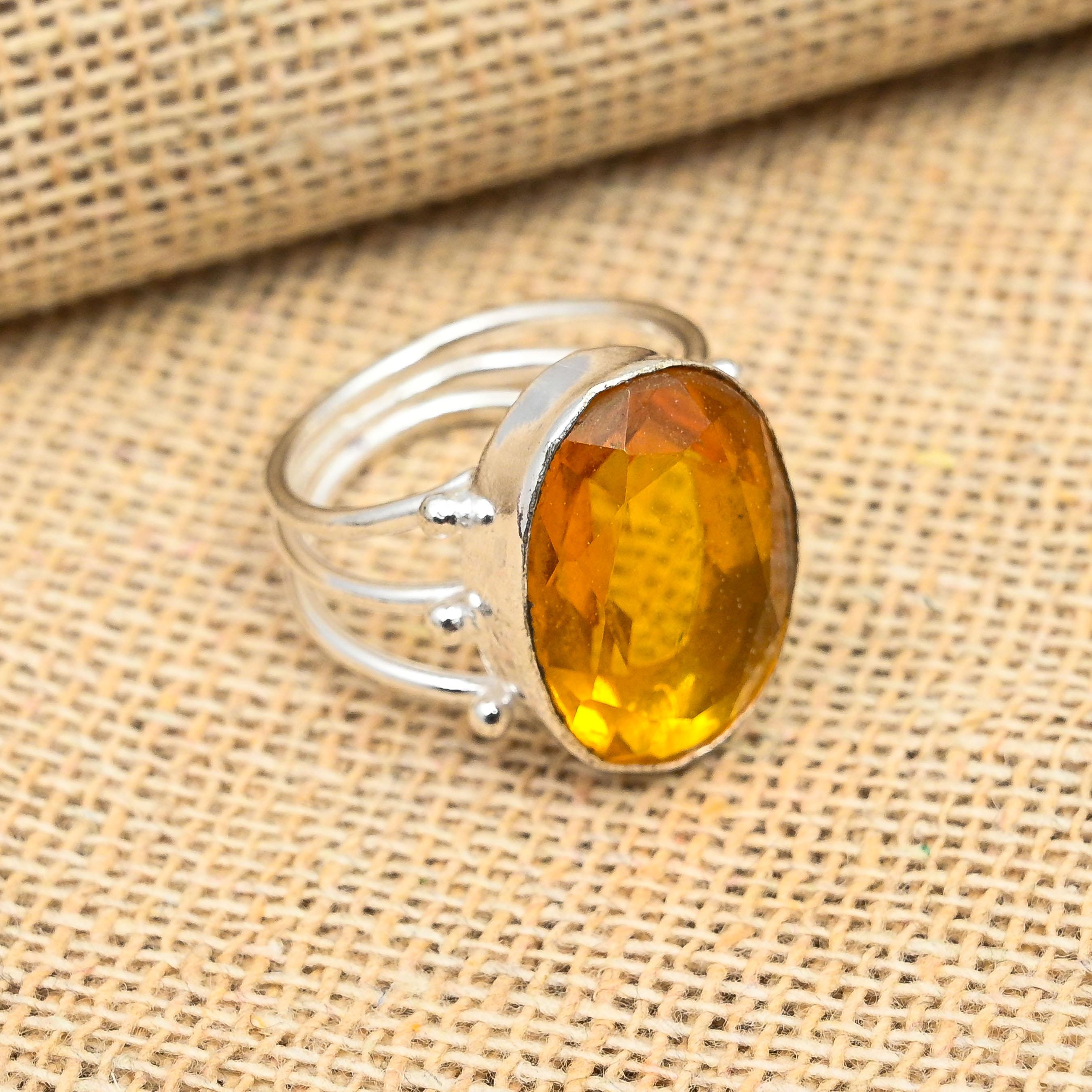 Citrine Gemstone 925 Sterling Silver Handmade Jewelry For Wedding Gift