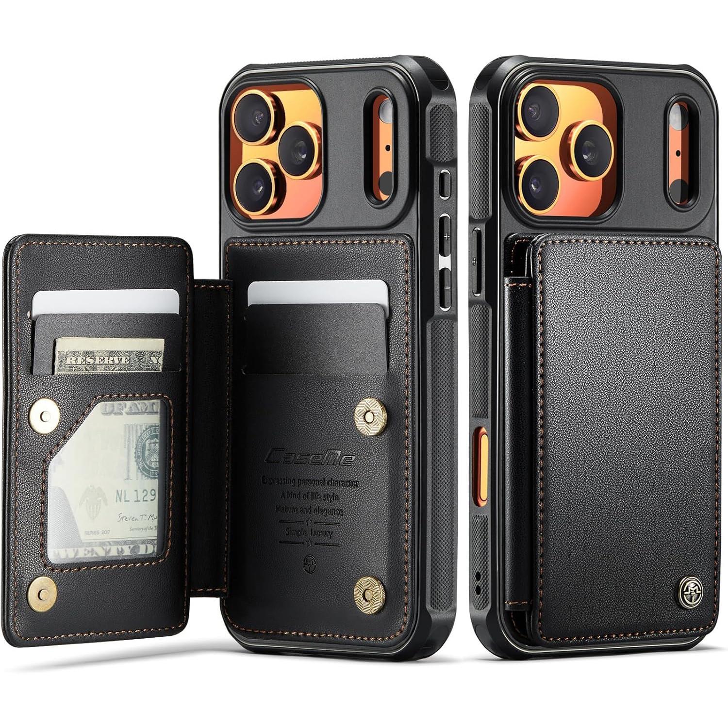 CaseMe-C22 Защитные наклейки для iPhone Air /17/17e/17 Pro/17 Pro Max, Роскошный чехол-кошелек из ПУ-кожи с держателем для карт для Женщины Мужчины