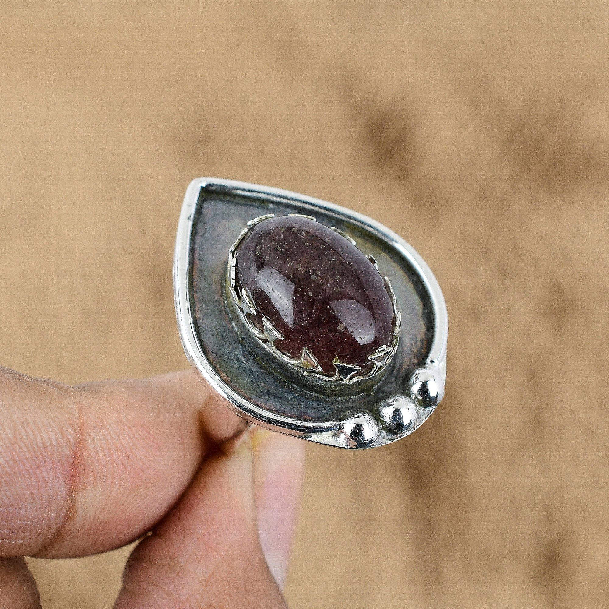 Mothers Day Sale Sunstone Stone 925 Sterling Silver Promise Wife Ring Jewelry