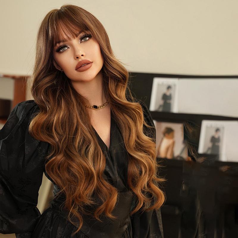 Новый женский парик, имитация парика, 75 см, золотой парик, парик с большой волной, полный головной убор, сетка для волос в виде розы, головной убор, украшение для красоты, парик