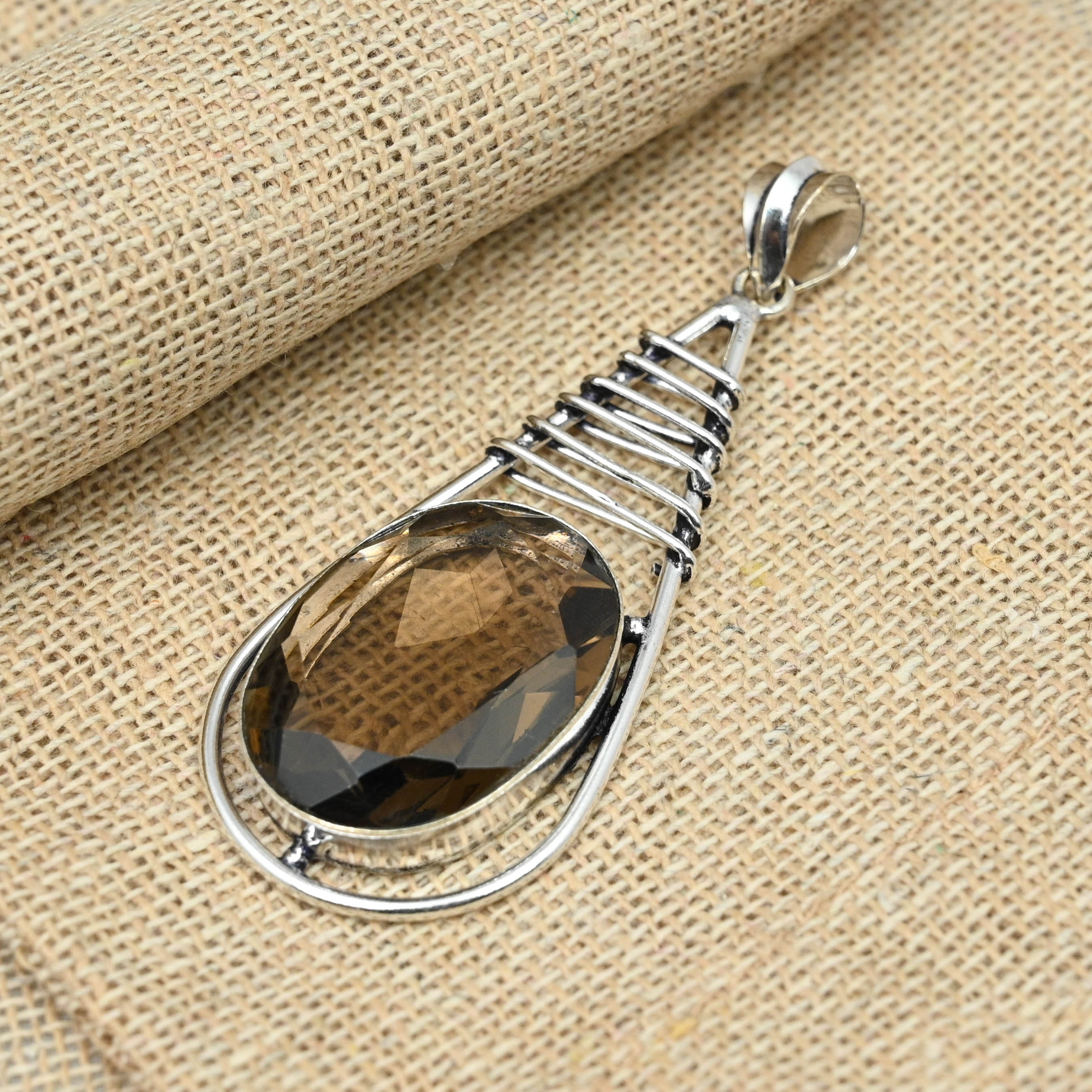 Дымчатый топаз, твердое серебро 925 пробы, замечательный драгоценный камень овальной формы, подвеска ручной работы, ювелирные изделия