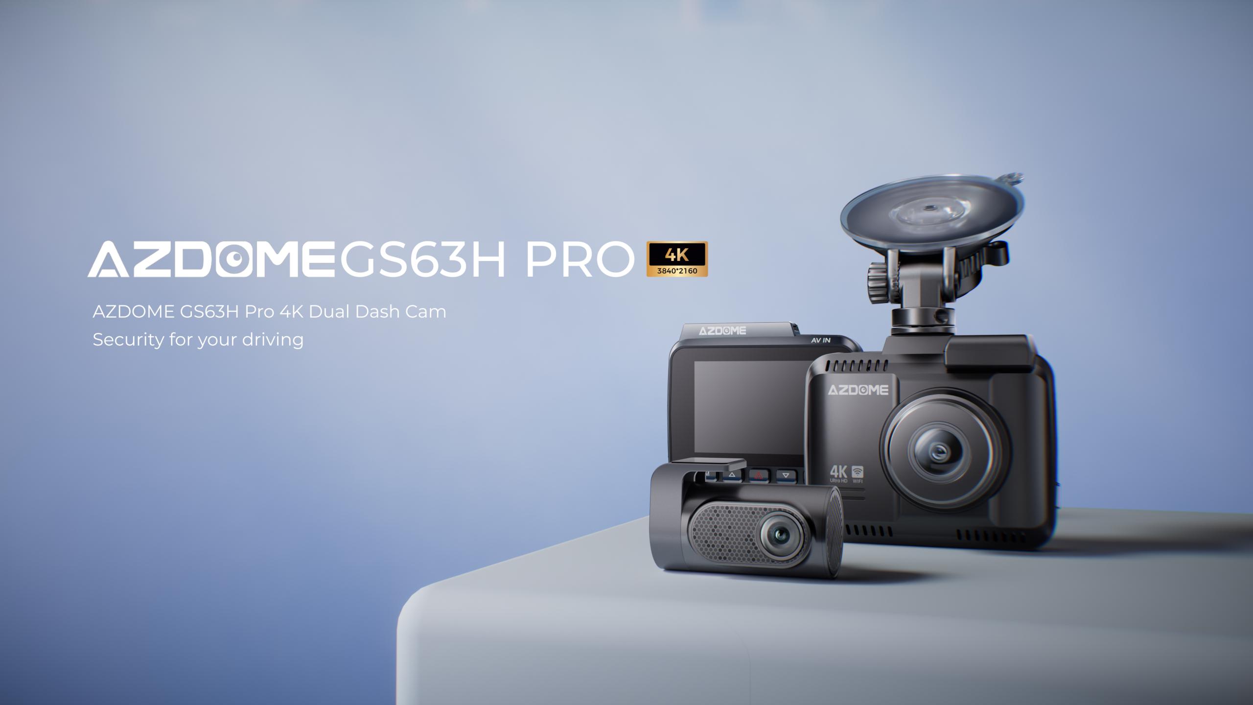 Автомобильный видеорегистратор 4K AZDOME GS63H Pro с 2 камерами переднего и заднего вида, видеорегистратор, 2,4-дюймовый экран с ночным видением, Wi-Fi, GPS-регистратор