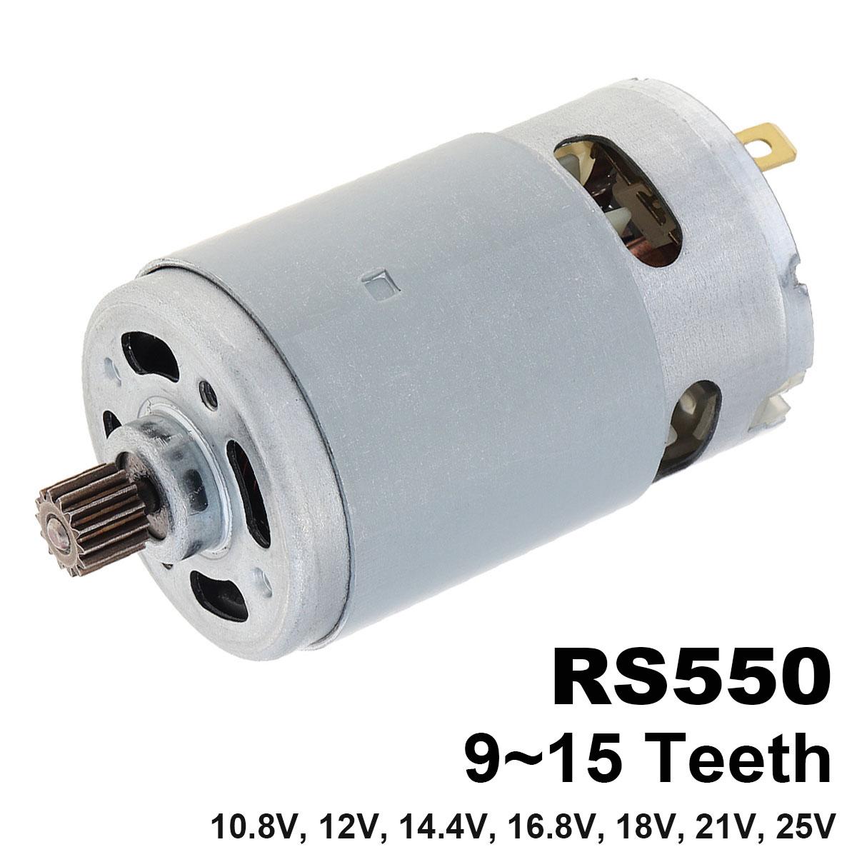 RS550 DC Motor 12 Tooth 10.8V/12V/14.4V/16.8V/18V/21V/25V 21500-29000RPM for Electric Drill / Screwdriver