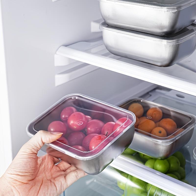 Stainless Steel Crisper Fresh-keep Food Container Rectangle Picnic Bento Tray Refrigerator Freezer Storage Box Restaurant Plate