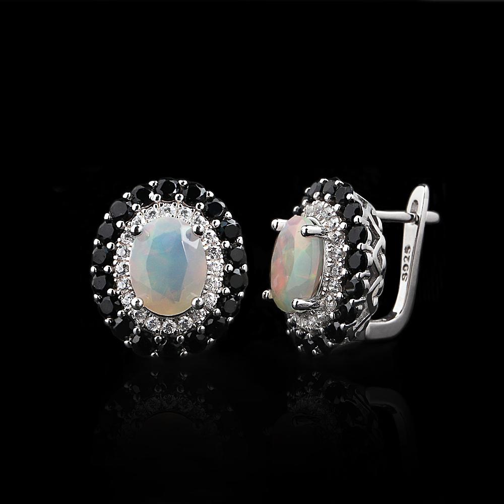 Серьги-клипсы из стерлингового серебра 925 пробы с натуральными эфиопскими опалами овальной формы 7*9 мм, изысканные классические украшения для женщин, подарки на годовщину