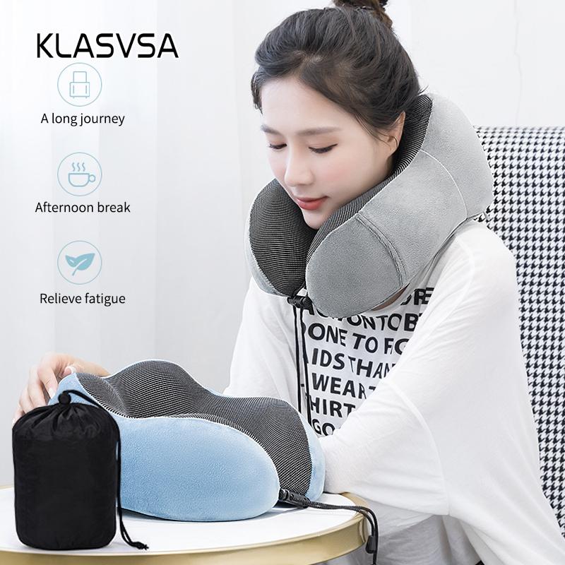 Подушка для шеи из пены с эффектом памяти для путешествий с магнитной тканью и портативным дизайном для длительных поездок и послеобеденных перерывов