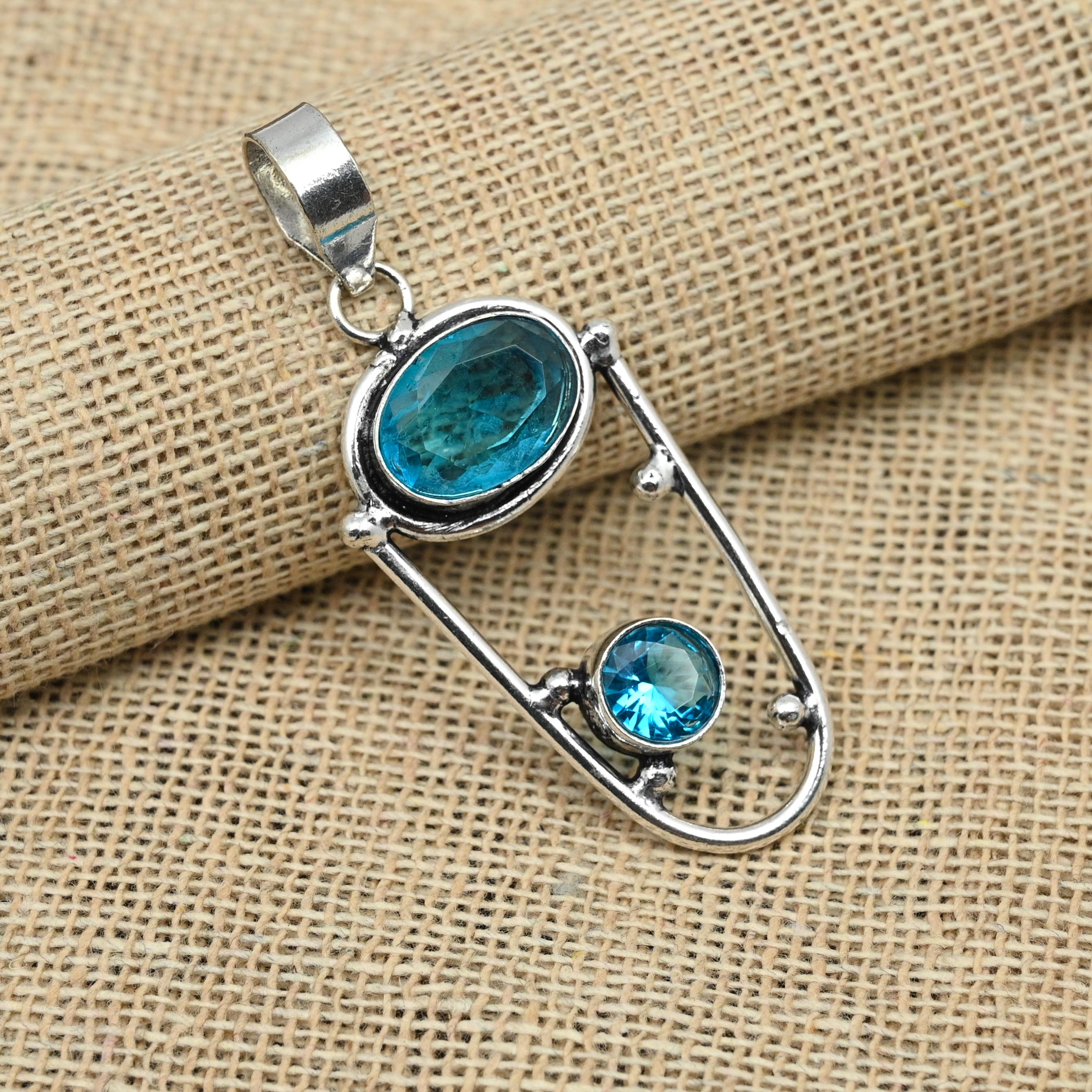 Голубой топаз, драгоценный камень, стерлинговое серебро 925 пробы, замечательные подвесные украшения ручной работы