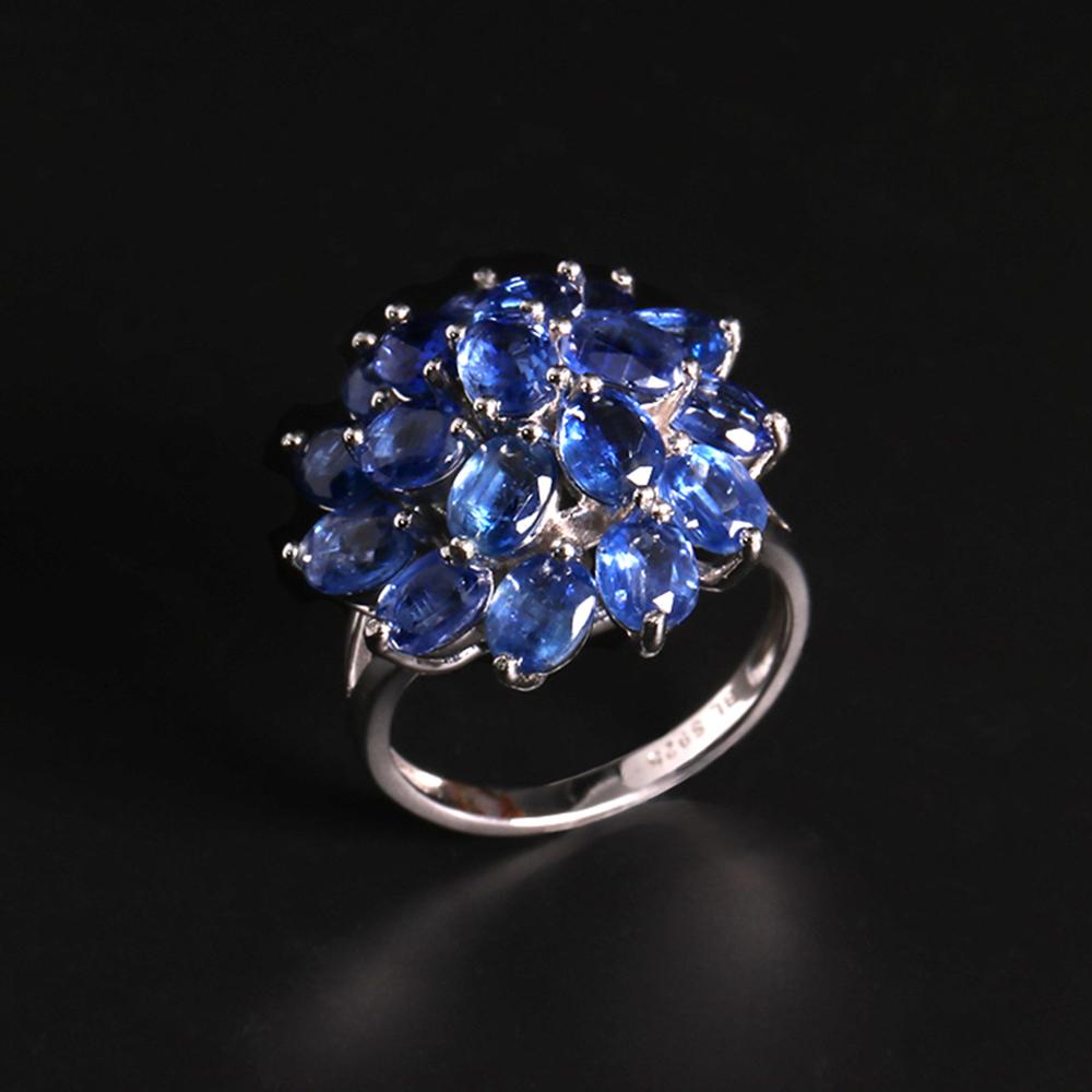 Серьги-застежки из натурального синего кианита S925 silvert с цветочным дизайном, изящные ювелирные украшения для женщин, вечеринок, банкетов, подарков