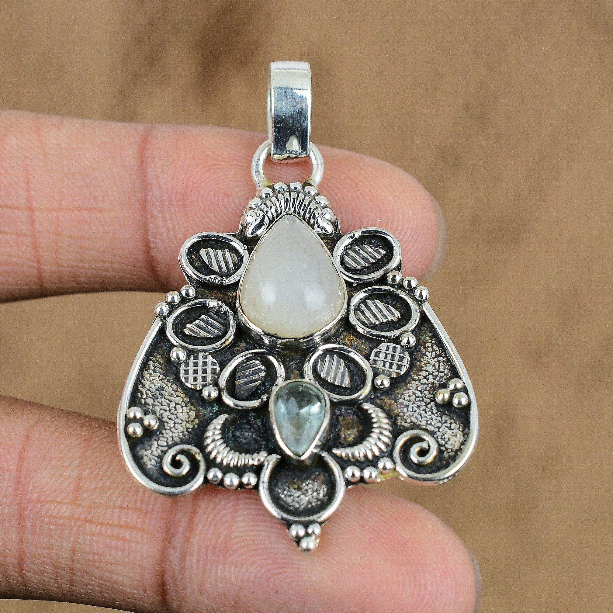 Подарок для женщин Ювелирная подвеска Серебро 925 пробы Натуральный лунный камень