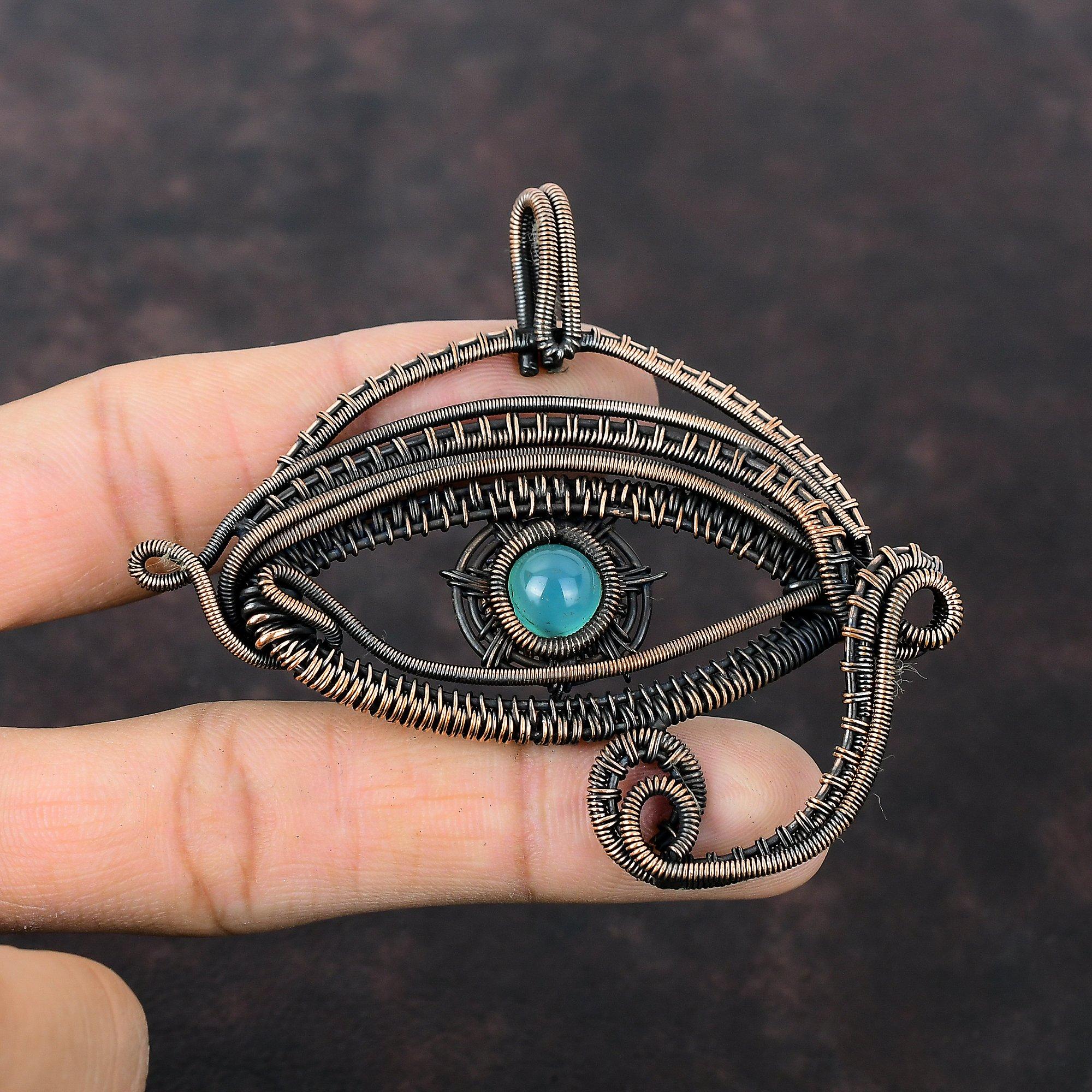 Подвеска от сглаза с апатитом, обернутая медной проволокой, подвеска из драгоценного камня, ювелирное изделие ручной работы из апатита, подвеска от сглаза с медной проволокой, ювелирное изделие в подарок на годовщину