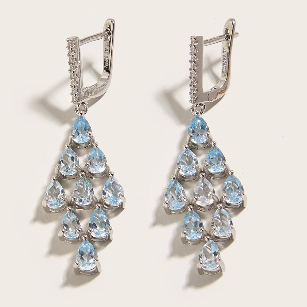 Легкие роскошные серьги с великолепным дизайном и натуральным небесно-голубым топазом для женщин, серебро 925 пробы, городская мода, изысканные ювелирные изделия
