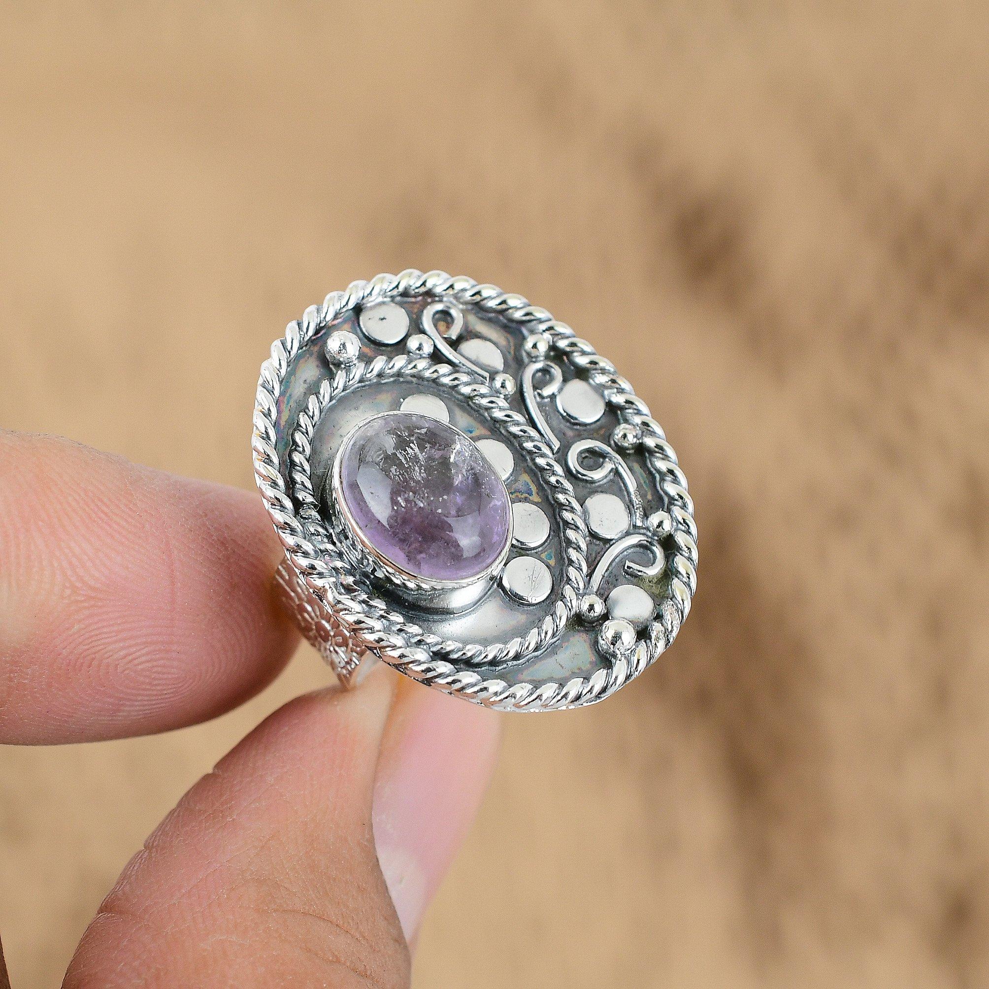 Натуральный африканский аметист, кольцо с несколькими камнями, регулируемое, серебро 925 пробы, для женщин