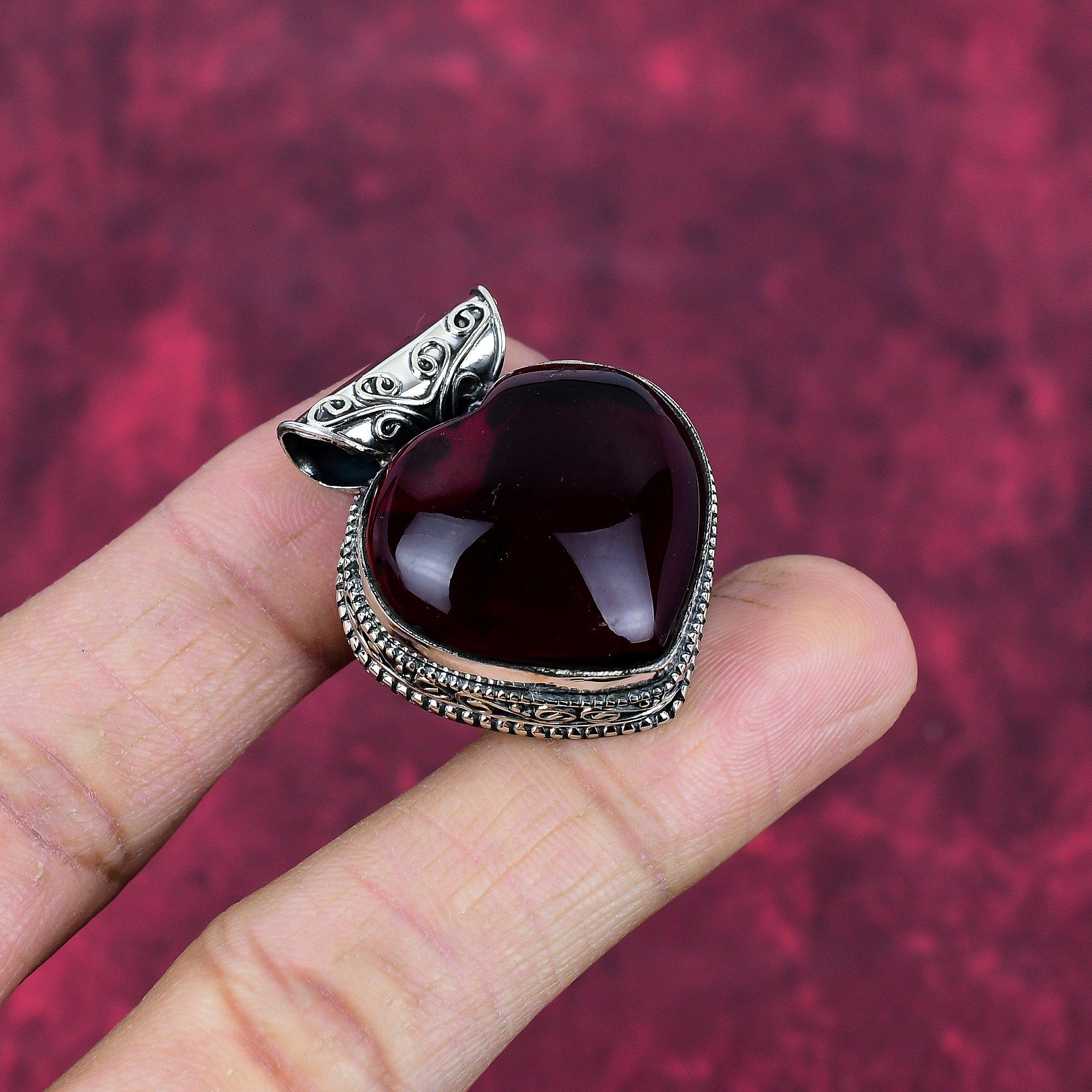 Подвеска из цельного серебра 925 пробы с гранатом, подвеска из драгоценного камня ручной работы, подарок жене, абсолютно новый кулон