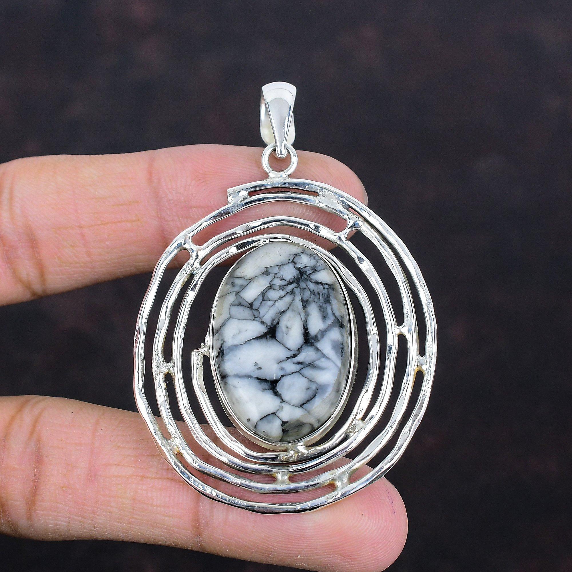 Подвеска из пинолитового яшма, Подвеска из натурального драгоценного камня, Дизайнерское ювелирное изделие, Подвеска из стерлингового серебра 925 пробы, Подвеска ручной работы, Подарки для жены, Изящная подвеска