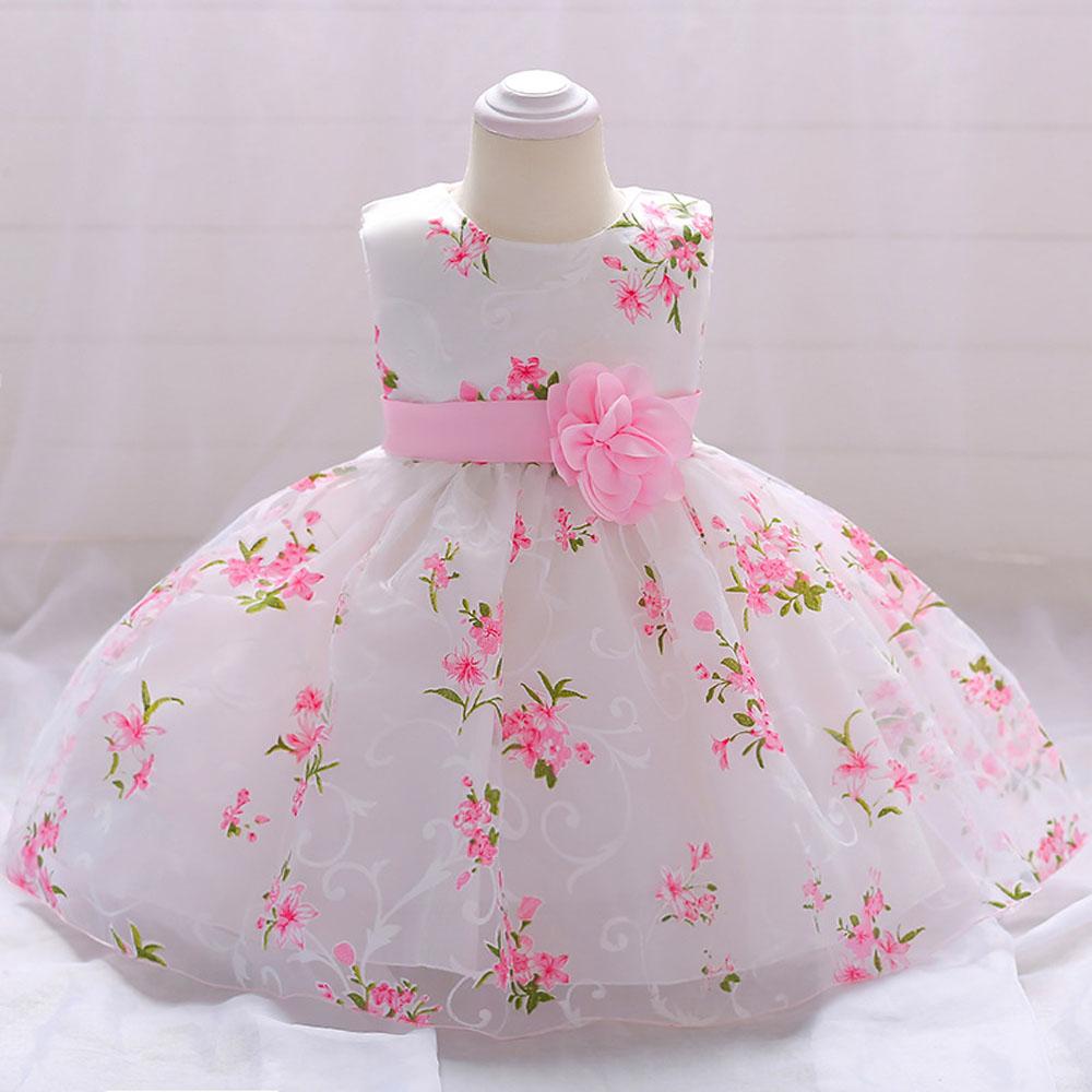 Cute Baby Girl Tutu Dress Embroidery Lace Flower Princess Gown For 1st Birthday Party Newborn  White Lace Prom Tulle Clothes