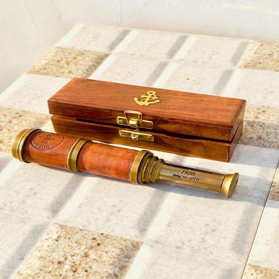 35.56 Cm Brass Telescope with Wood Box, Pirates Spyglass Telescope, Anniversary Gift For Husband, Gift for Dad, Boating Gift, Graduation Gifts