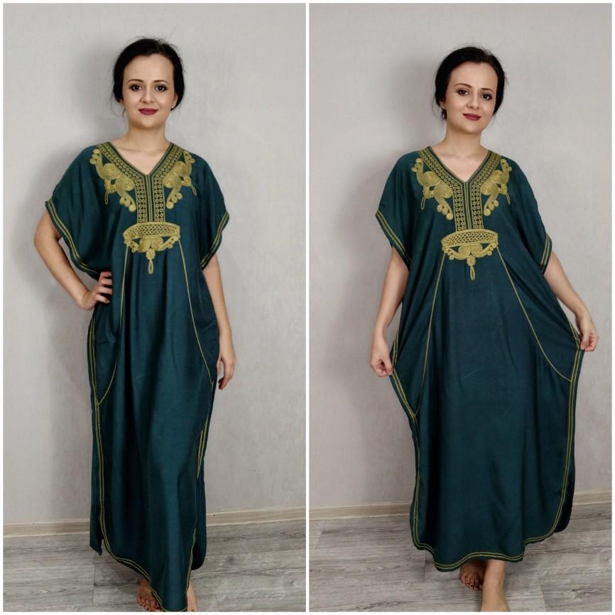 Summer New Cotton Indie Folk Bikini Blouse V-Neck Embroidered Side Slit Loose Beach Long Dress Women's Swimwear Blouse Q660