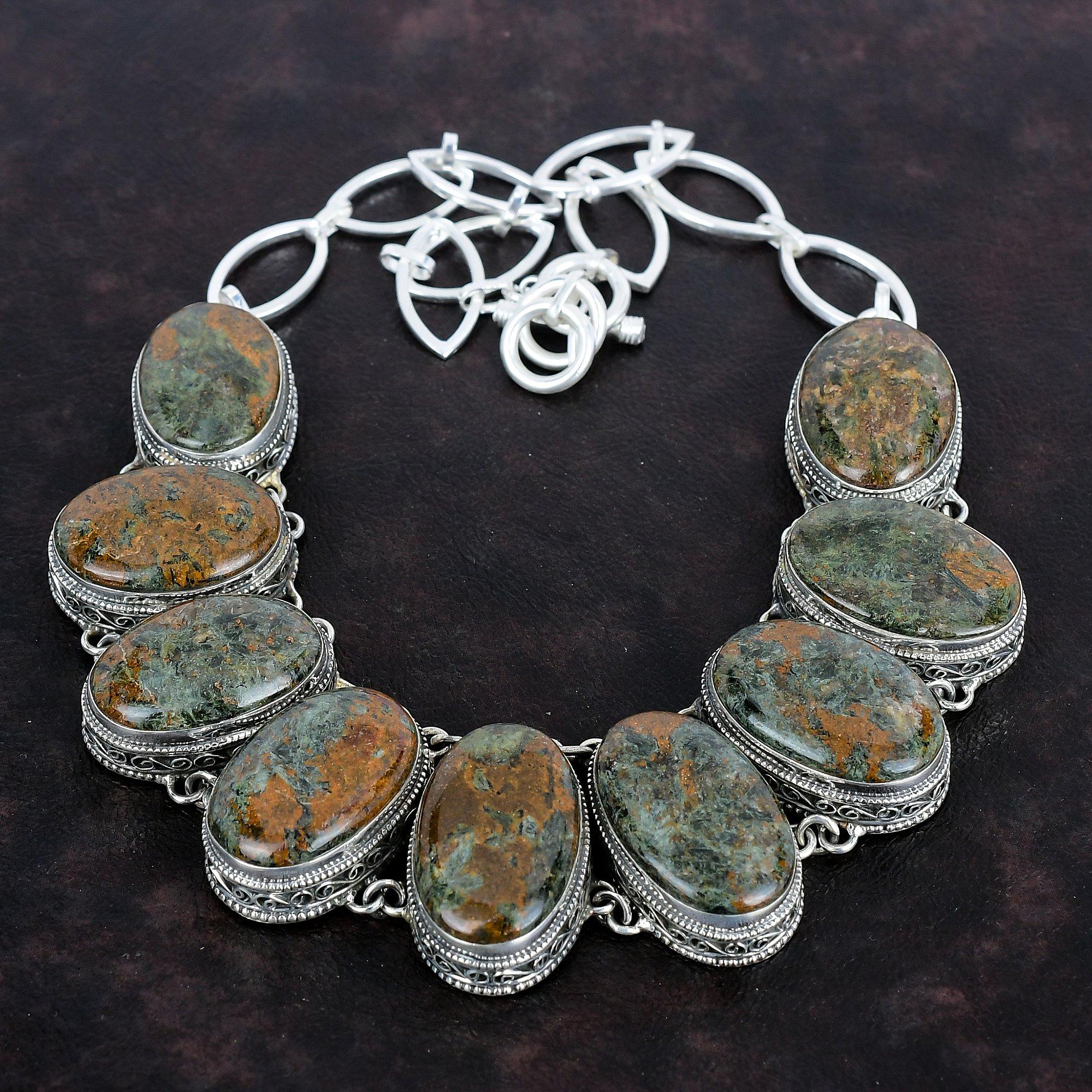 Ожерелье из граната спессартина в известняке, ожерелье из стерлингового серебра 925 пробы, регулируемое ожерелье из цепочки, ювелирные изделия из драгоценных камней, винтажное ожерелье ручной работы