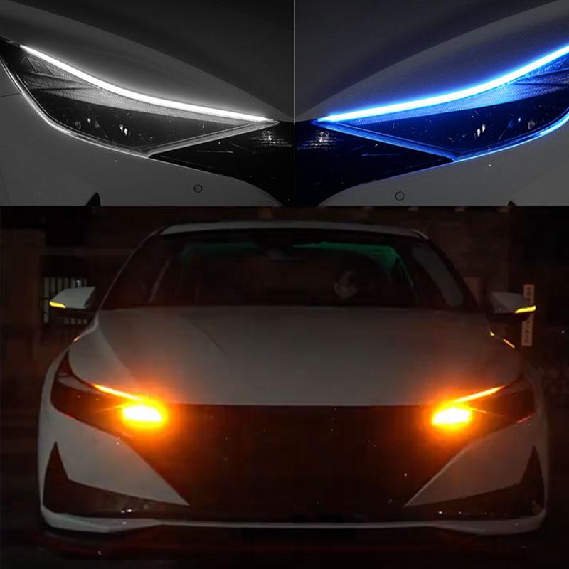 2 шт. сверхтонкие автомобильные DRL дневные ходовые огни гибкие мягкие трубки направляющие автомобильные светодиодные ленты авто водостойкие плавные указатели поворота