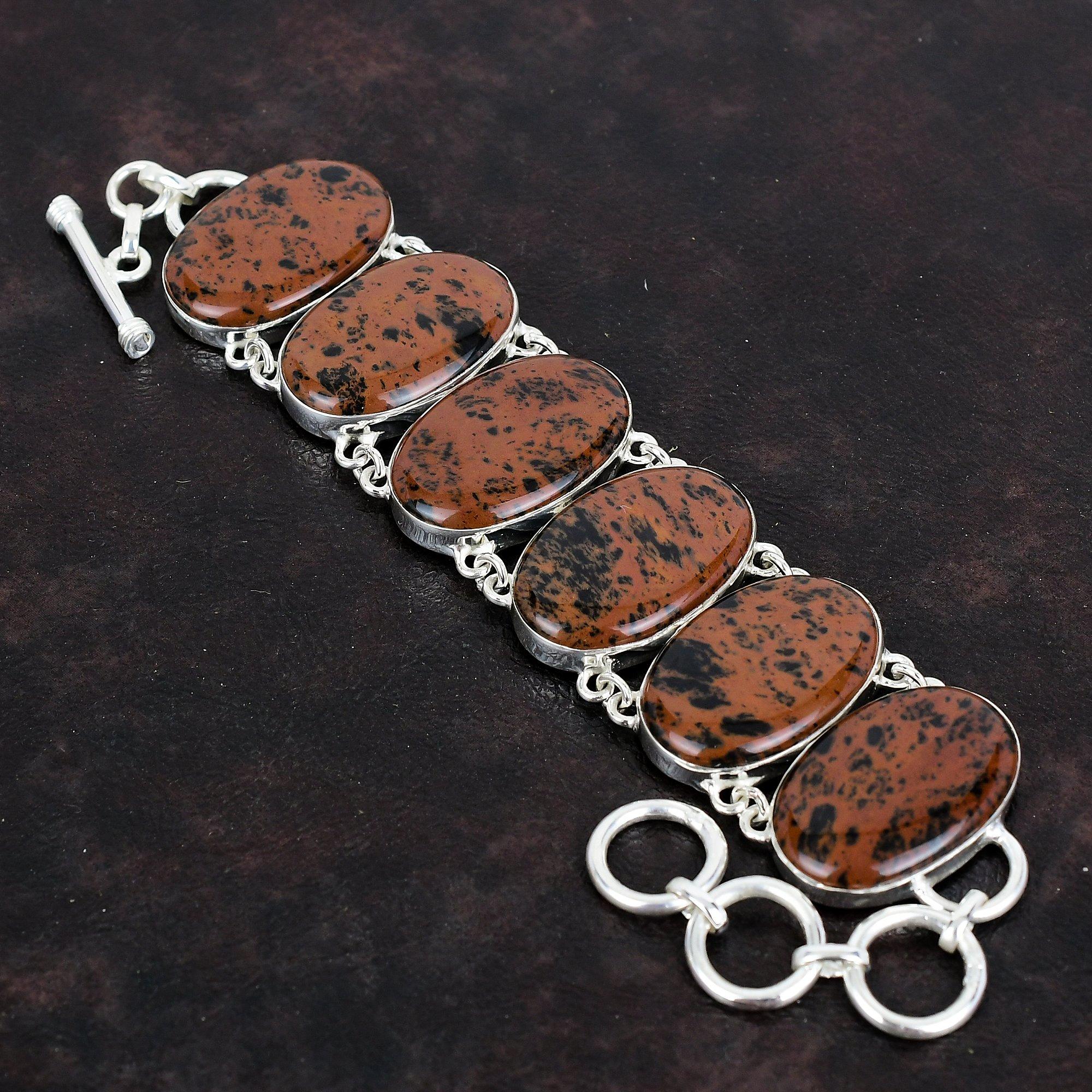 Браслет из красного дерева обсидиана, ювелирное изделие из драгоценного камня, браслет ручной работы, браслет с регулируемой цепочкой из стерлингового серебра 925 пробы, украшение с камнем рождения, подарки для нее