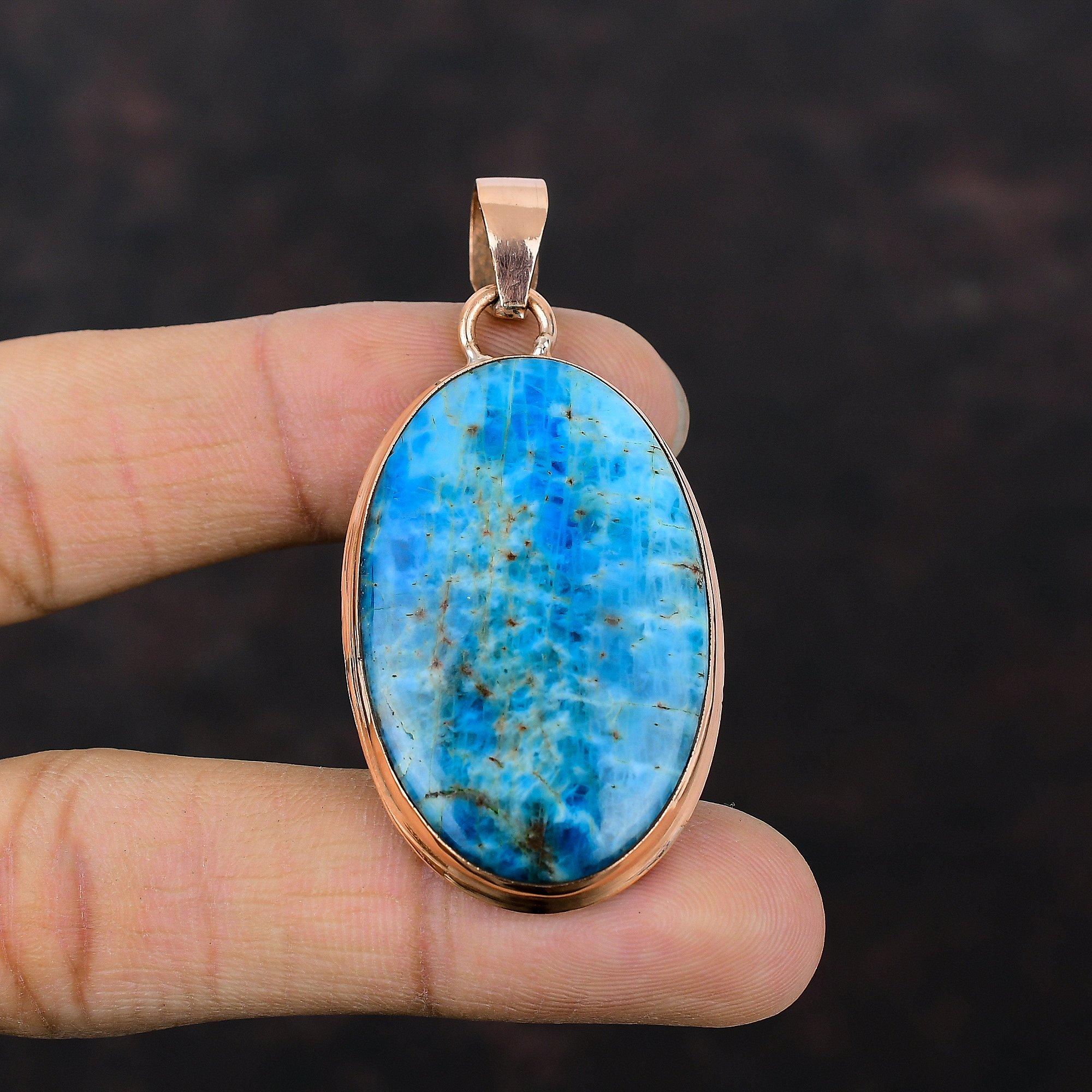 Неоновый апатитовый кулон, медный кулон, драгоценный камень, медные украшения, кулон ручной работы, неоновый апатитовый ювелирный кулон, уникальный стиль, подарок на особый случай