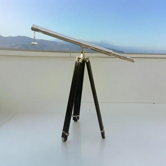 152.4 Cm Brass Nautical Telescope with Silver Finish Adjustable Black Tripod Marine Decor Retro Style Birthday Anniversary Gifts, Home Decor