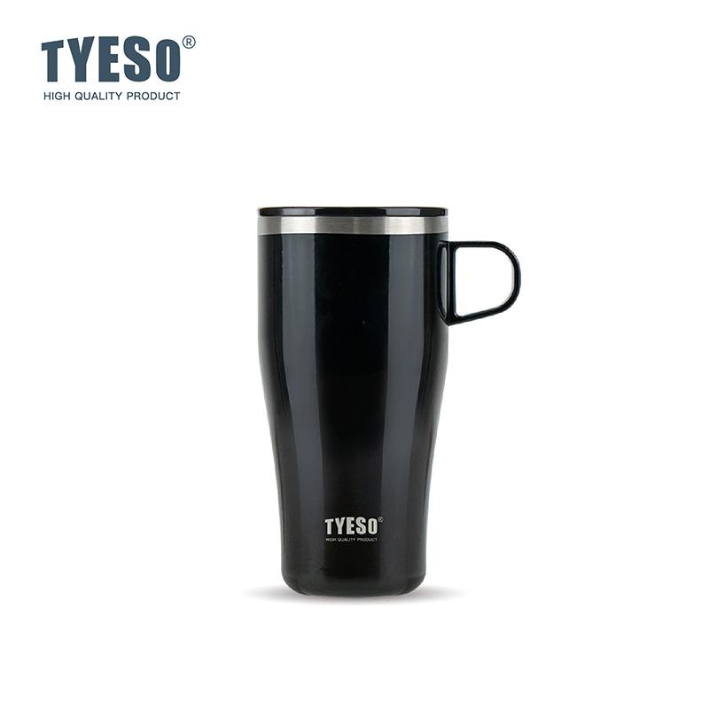 Tyeso 500ML Thermoses Insulated Coffee with Handle Portable Thermal Travel Mug for Hot Cold Drinks Outdoor Vacuum Office Home with Eye Sticker