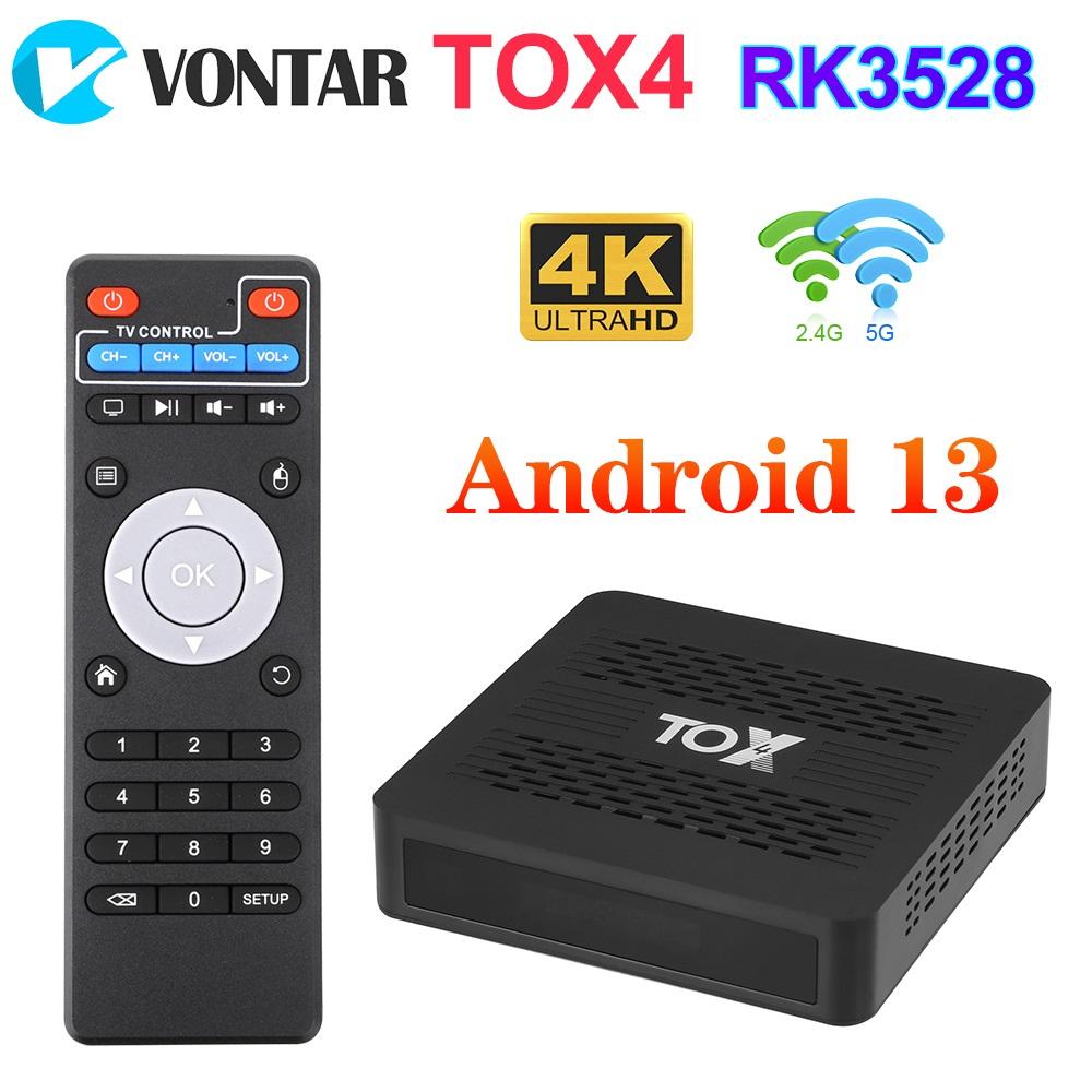 TOX4 Android 13 Смарт ТВ-бокс 4 ГБ 32 ГБ RK3528 Двухдиапазонный Wi-Fi 1000 Мбит/с LAN BT5.0 Поддержка H.265 4K 60 кадров в секунду DLNA ТВ-приставка