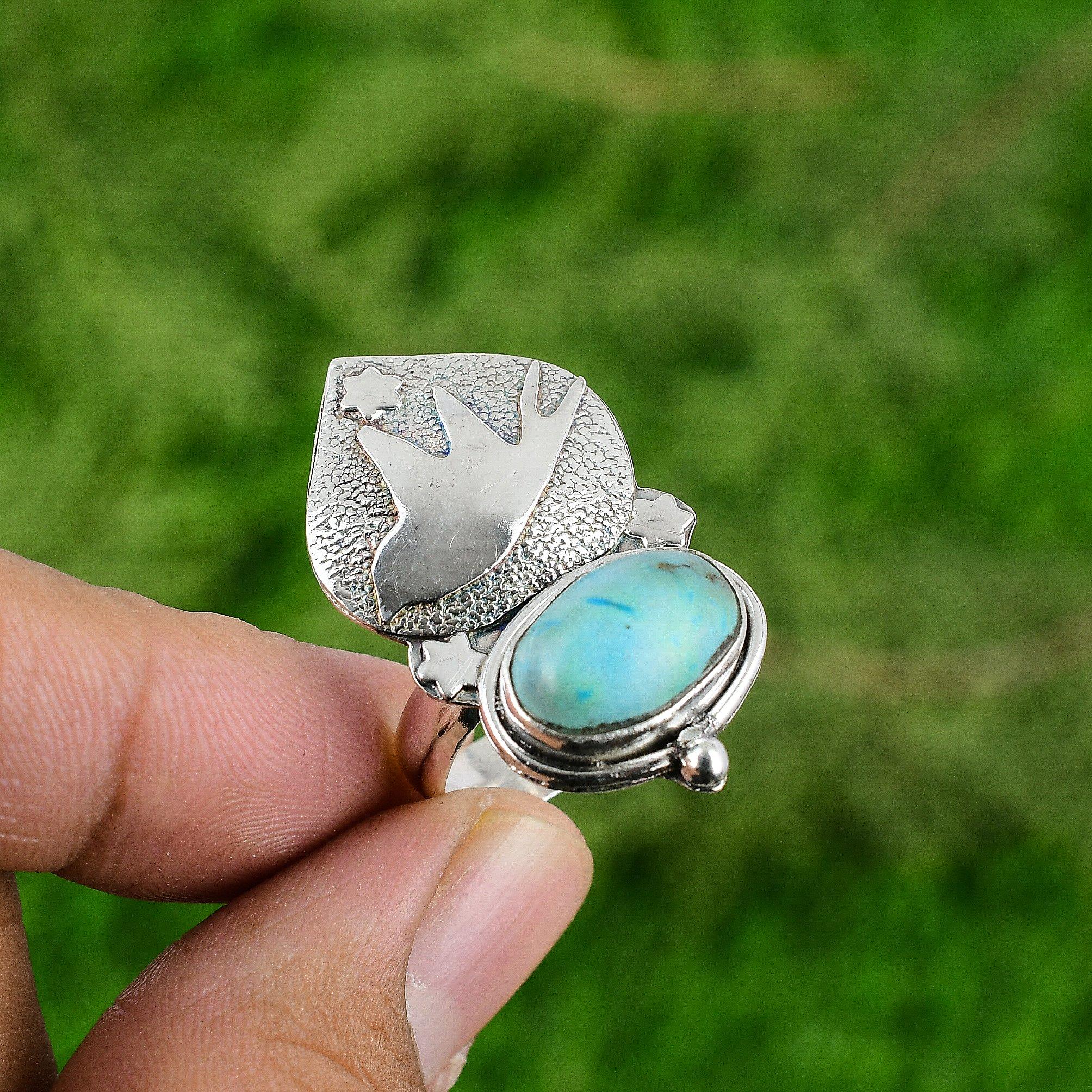 Gift For Her Natural Shattuckite Statement Bird Adjustable Ring 925 Silver