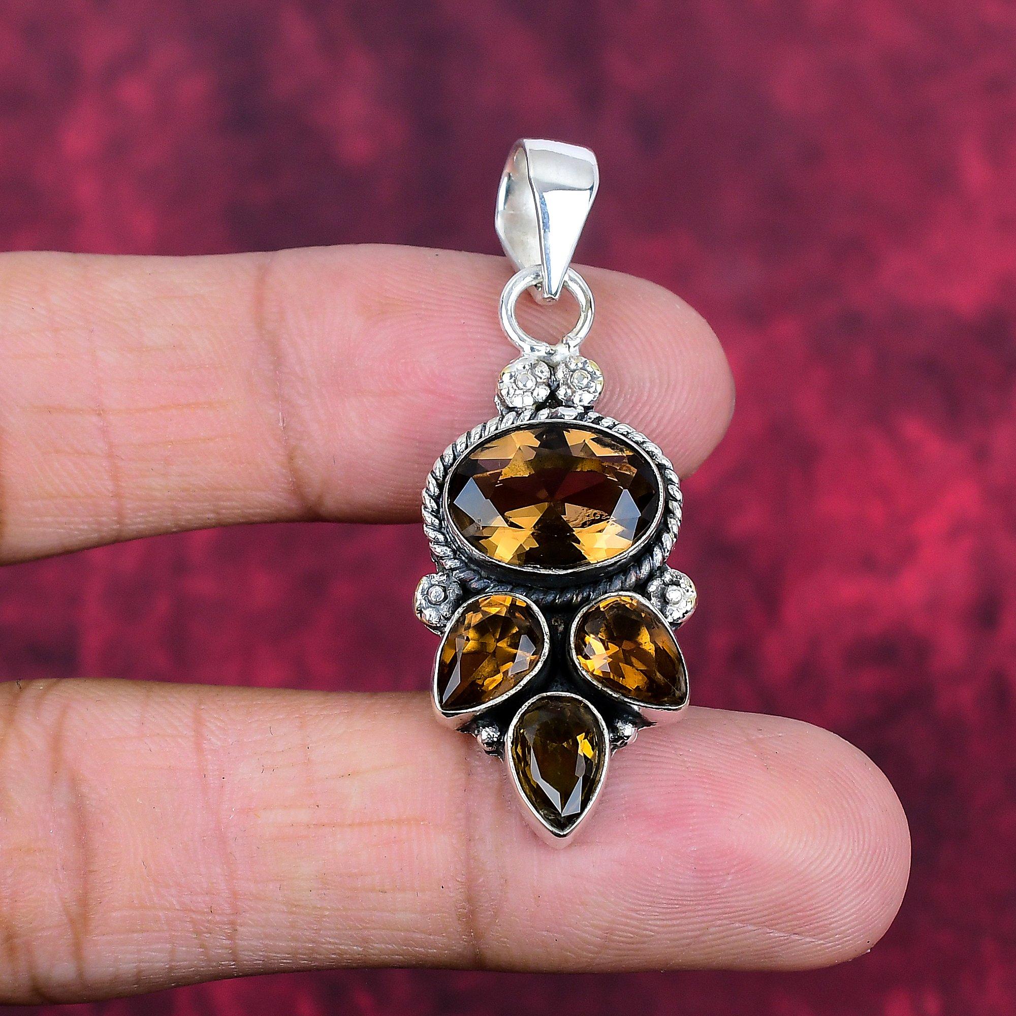 Ювелирные изделия с дымчатым топазом, кулон из драгоценного камня ручной работы, кулон из стерлингового серебра 925 пробы, антикварные ювелирные изделия, для подарка на помолвку
