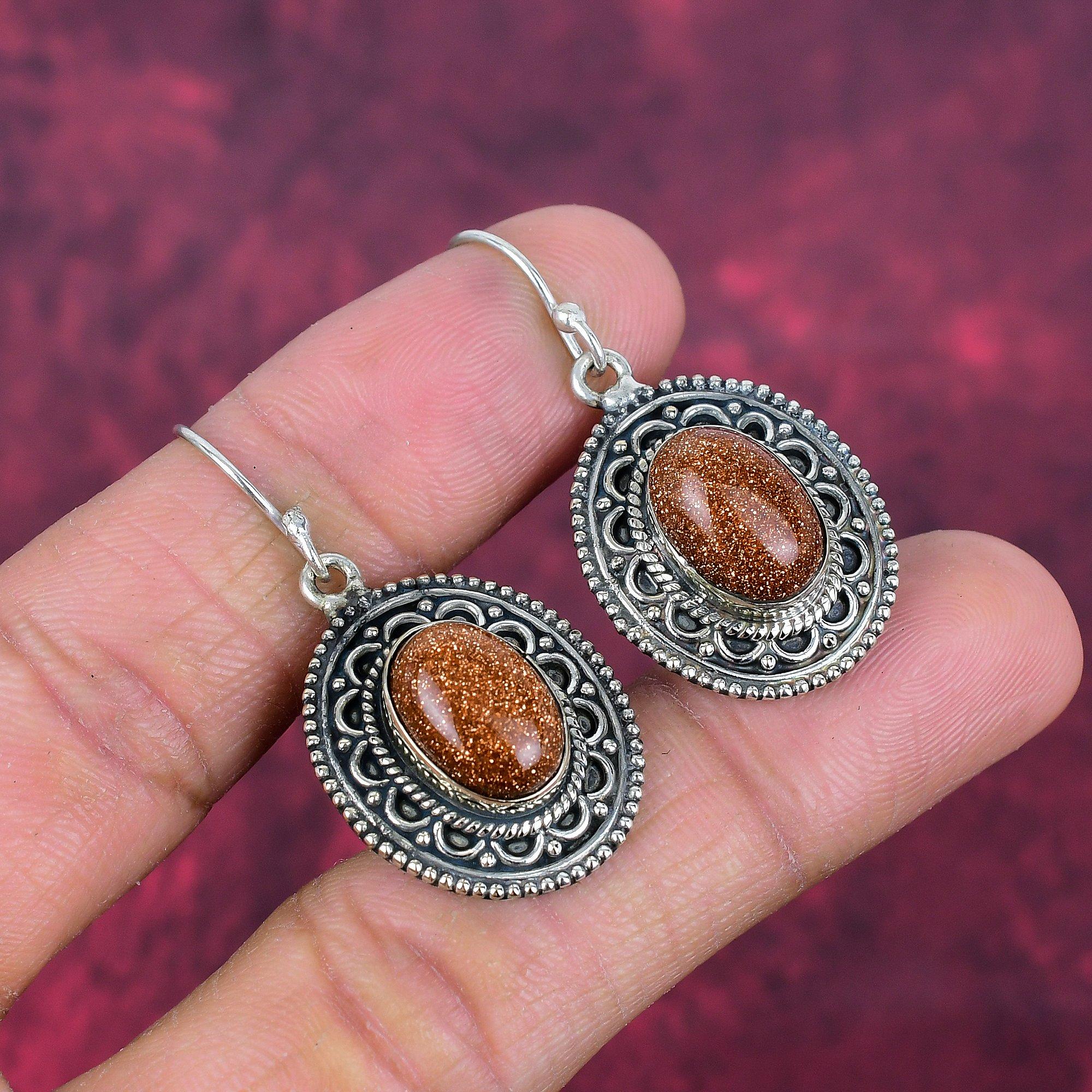 Серьги Sunstone из цельного серебра 925 пробы, серьги с драгоценными камнями ручной работы, подарки для жены, абсолютно новые серьги