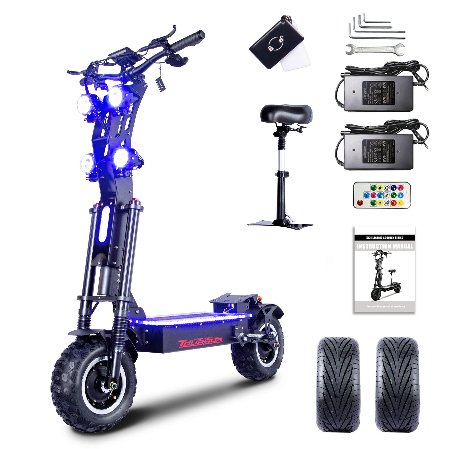 TOURSOR X14 Folding Electric Scooter with Seat Dual Motors 72V 40Ah Battery
