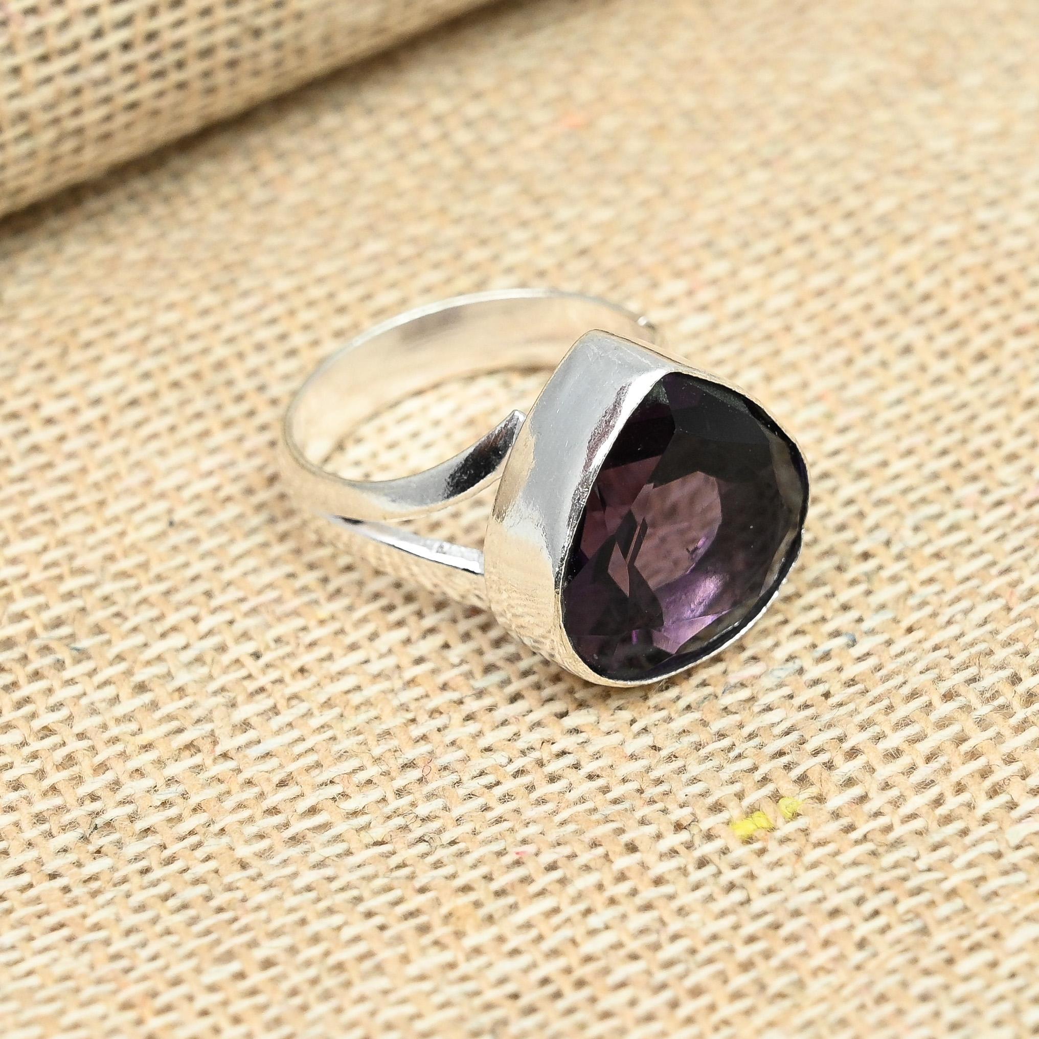 925 Sterling Silver Ring Amethyst Gemstone Women Handmade Jewelry Dainty Ring