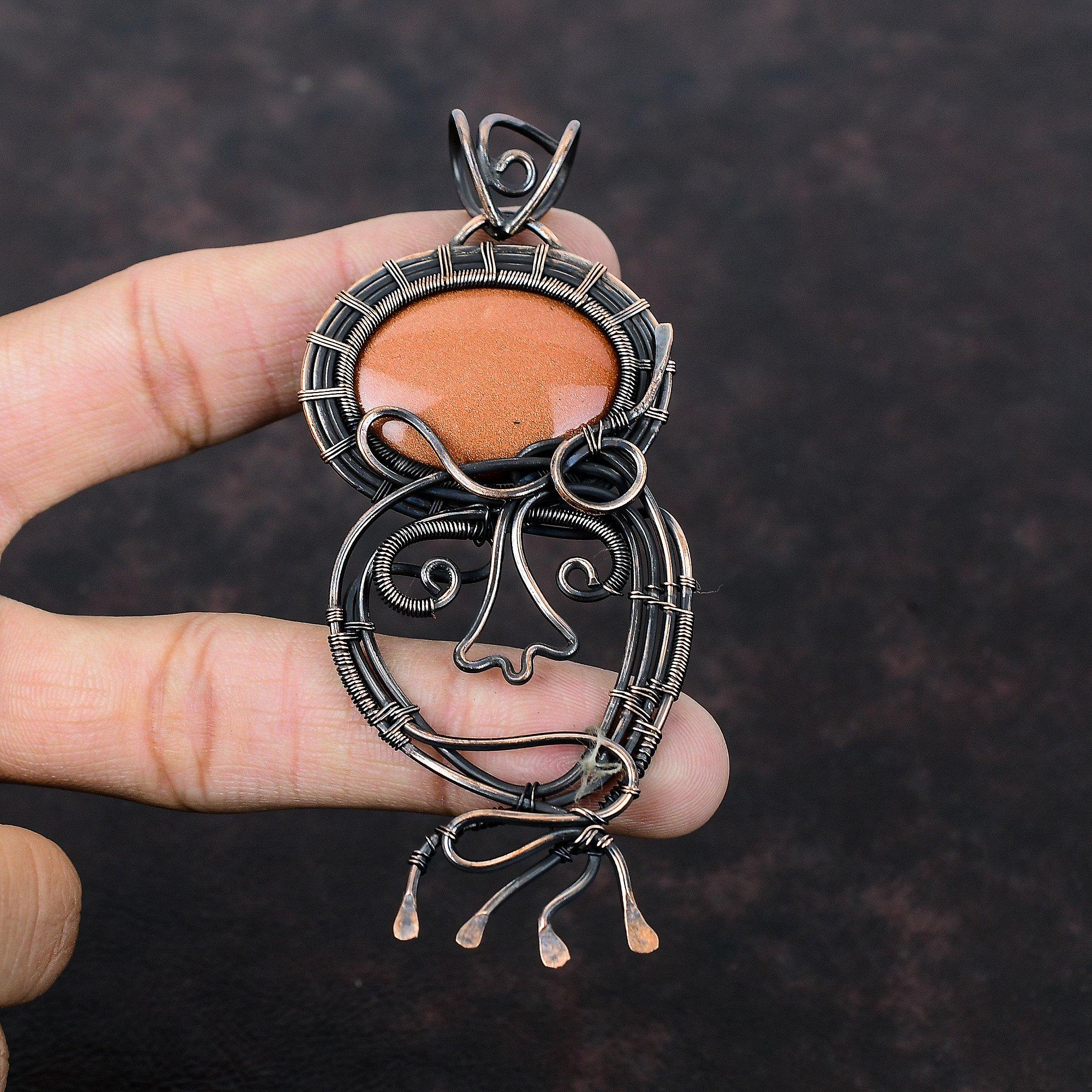 Подвеска Sun Sitara, медная проволочная обертка, подвеска Sun Sitara, ювелирные изделия ручной работы, медная проволочная обертка, подвеска с драгоценным камнем, подарок для матери