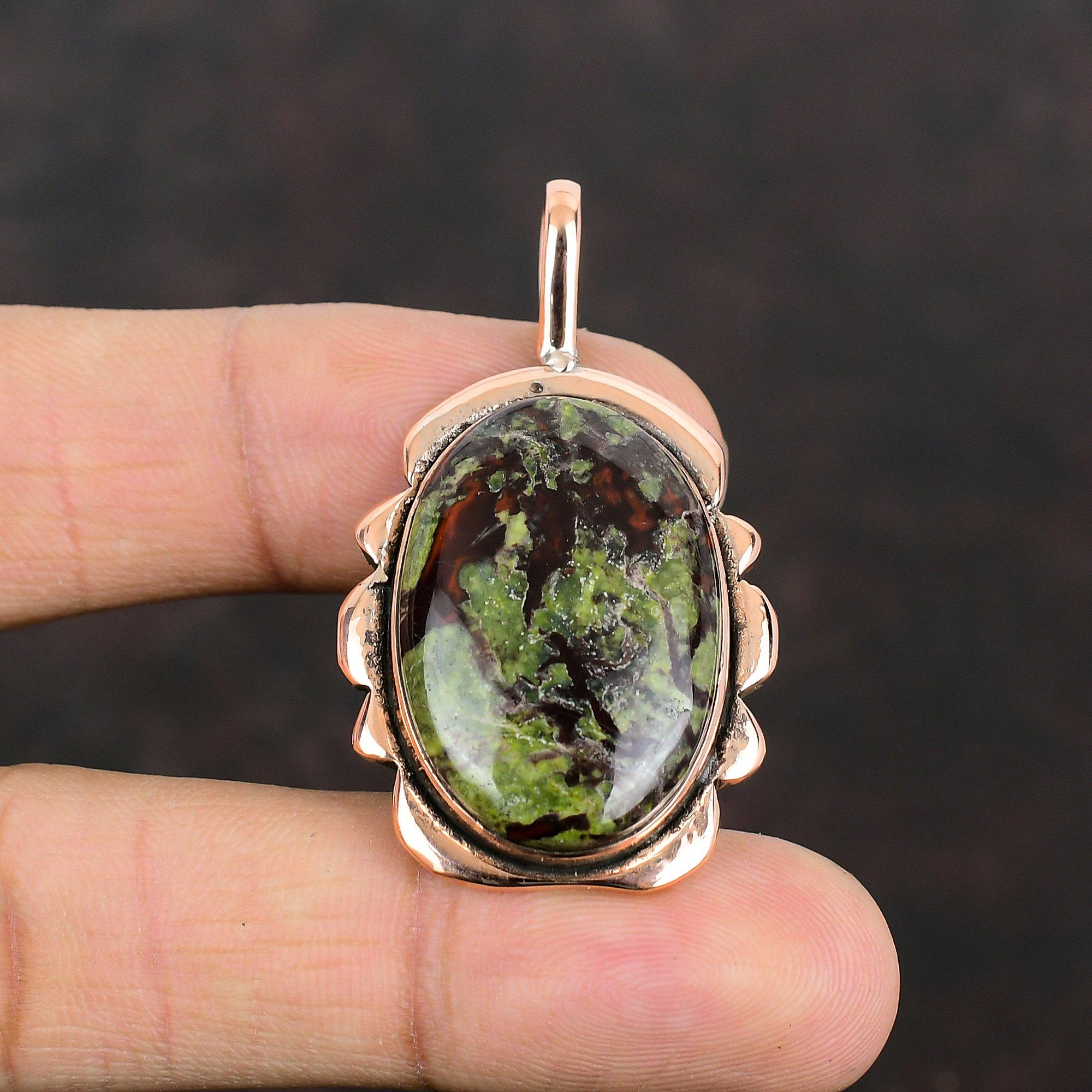 Dragon Bloodstone Pendant Copper Pendant Handmade Gemstone Pendant Dragon Bloodstone Jewelry Birthstone Pendant Copper Jewelry Gifts For Her