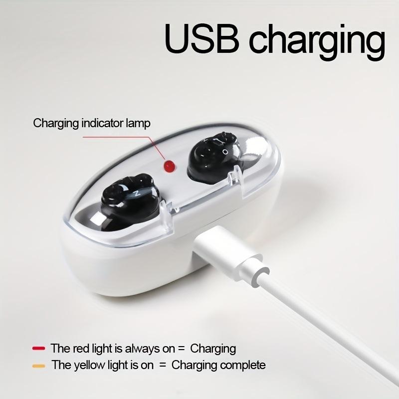 1 пара перезаряжаемых слуховых аппаратов, мини-внутреннее ухо для пожилых людей, усилитель звука для глухоты с зарядным чехлом