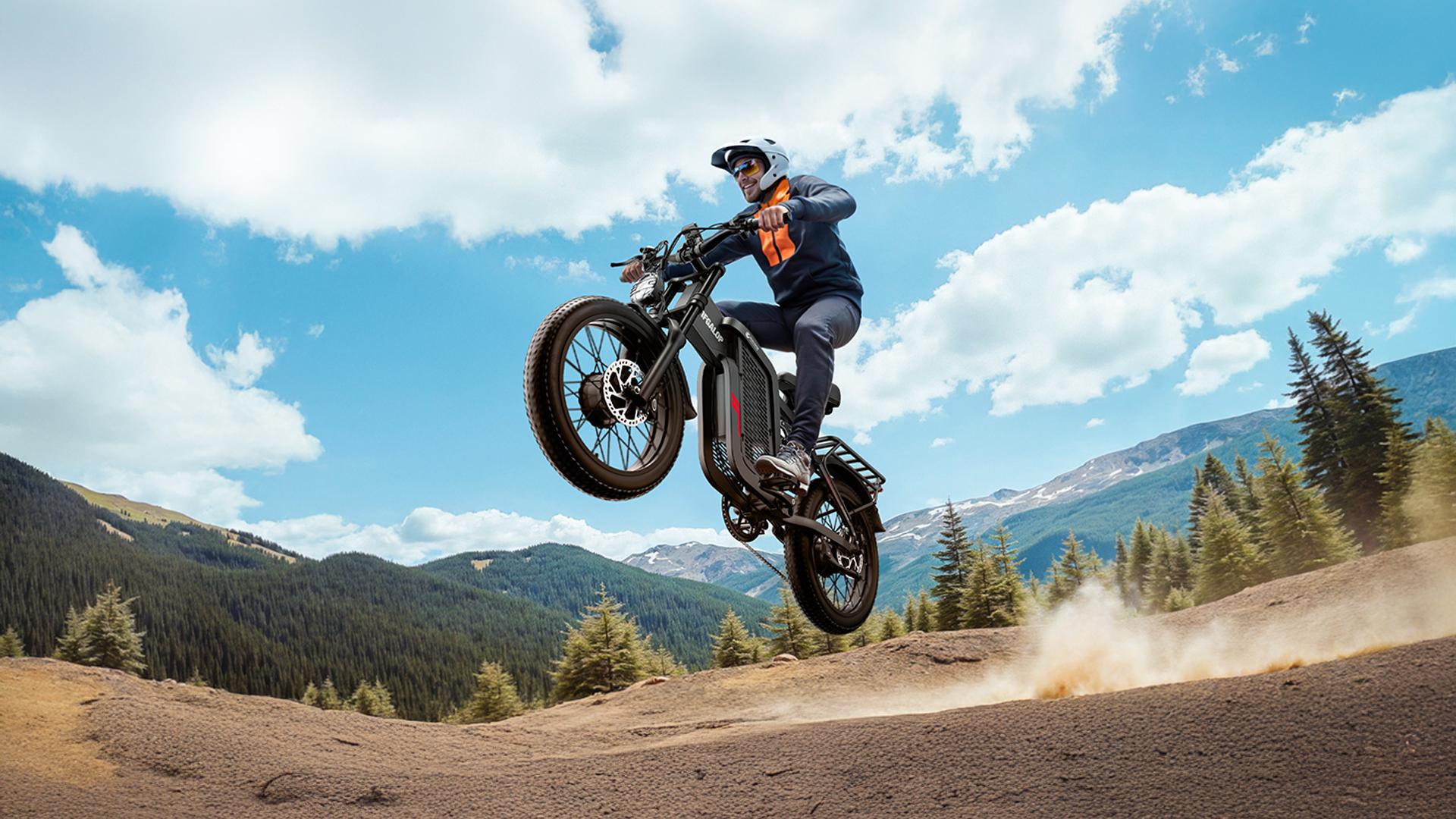 TIFGALOP Adult Electric Bicycle, 2000W Powerful Dual Motor, 52V 24Ah Lithium-ion Battery, 45-90 Km Range, 20-inch Wide Tires