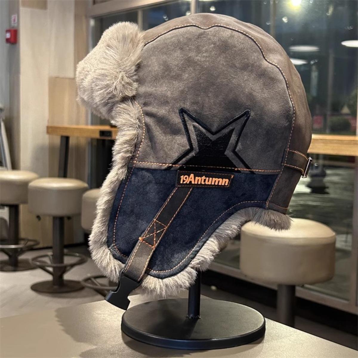 Winter Men's Winter Lei Feng Hat Korean Version Trendy Women's Ear Protection Hat Cat Embroidery Autumn and Winter Mask Hat