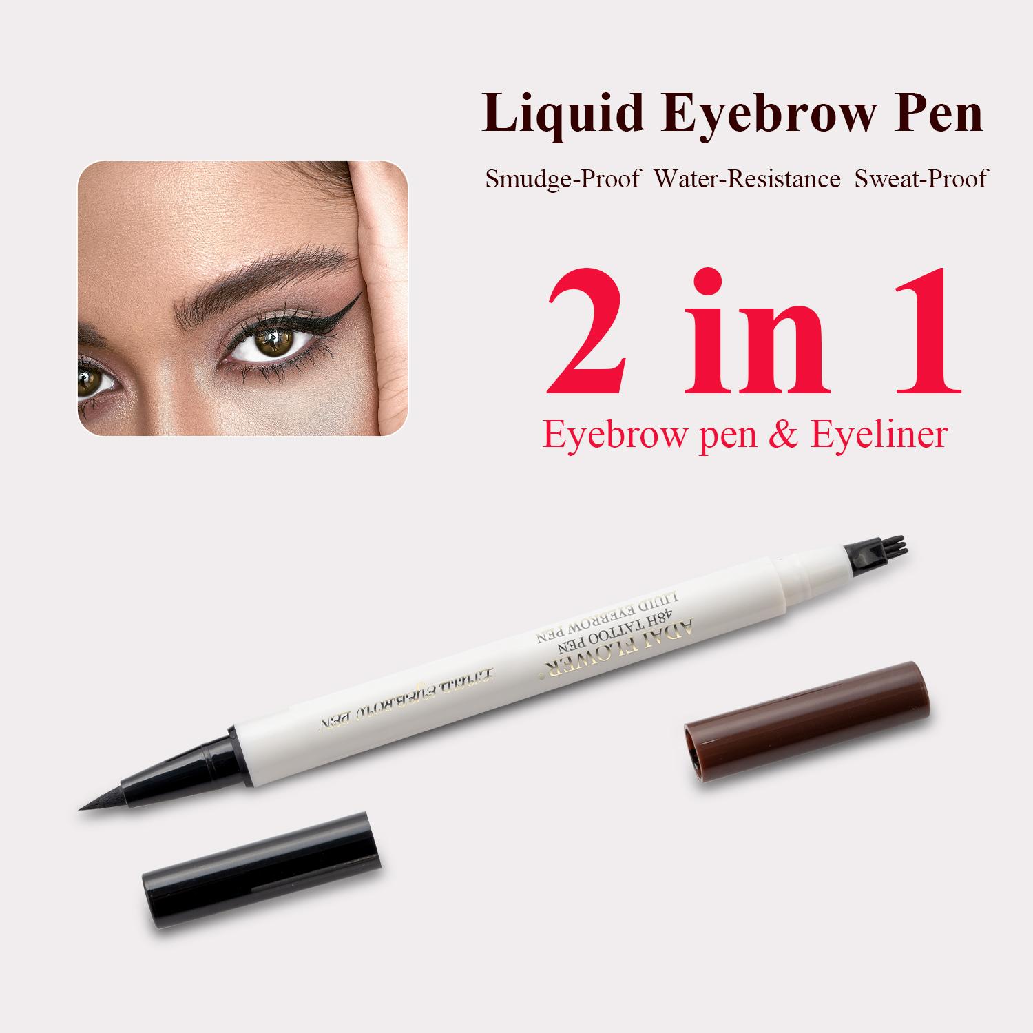 Водостойкая жидкая двухсторонняя подводка для глаз, карандаш для бровей, стойкая к размазыванию, черная подводка для бровей, 3 когтя