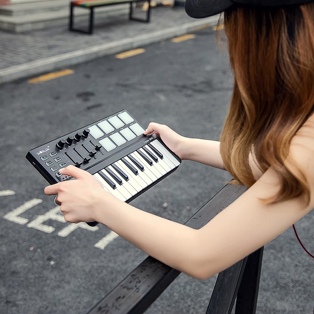 Портативная мини-клавиатура Worlde Panda mini с 25 клавишами USB и MIDI-контроллером для ударных пэдов