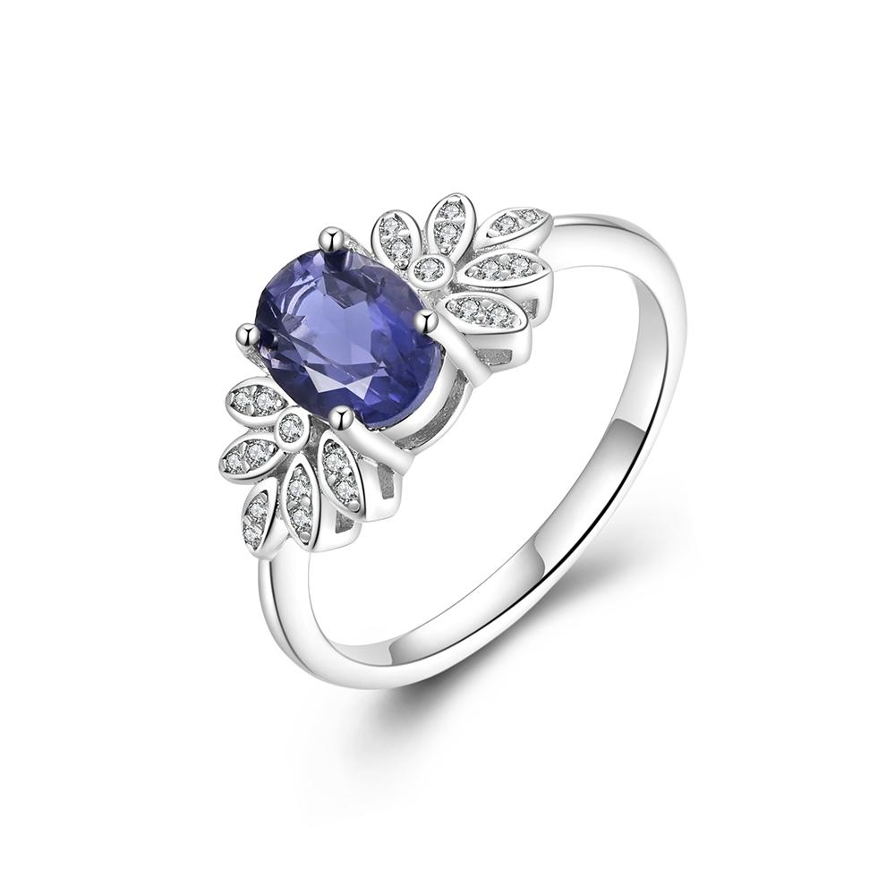 Восхитительное эффектное серебряное кольцо из натурального большого иолита ov 6x8 мм, драгоценный камень, целебный камень, привлекательные украшения для женщин, свадебное предложение, подарок