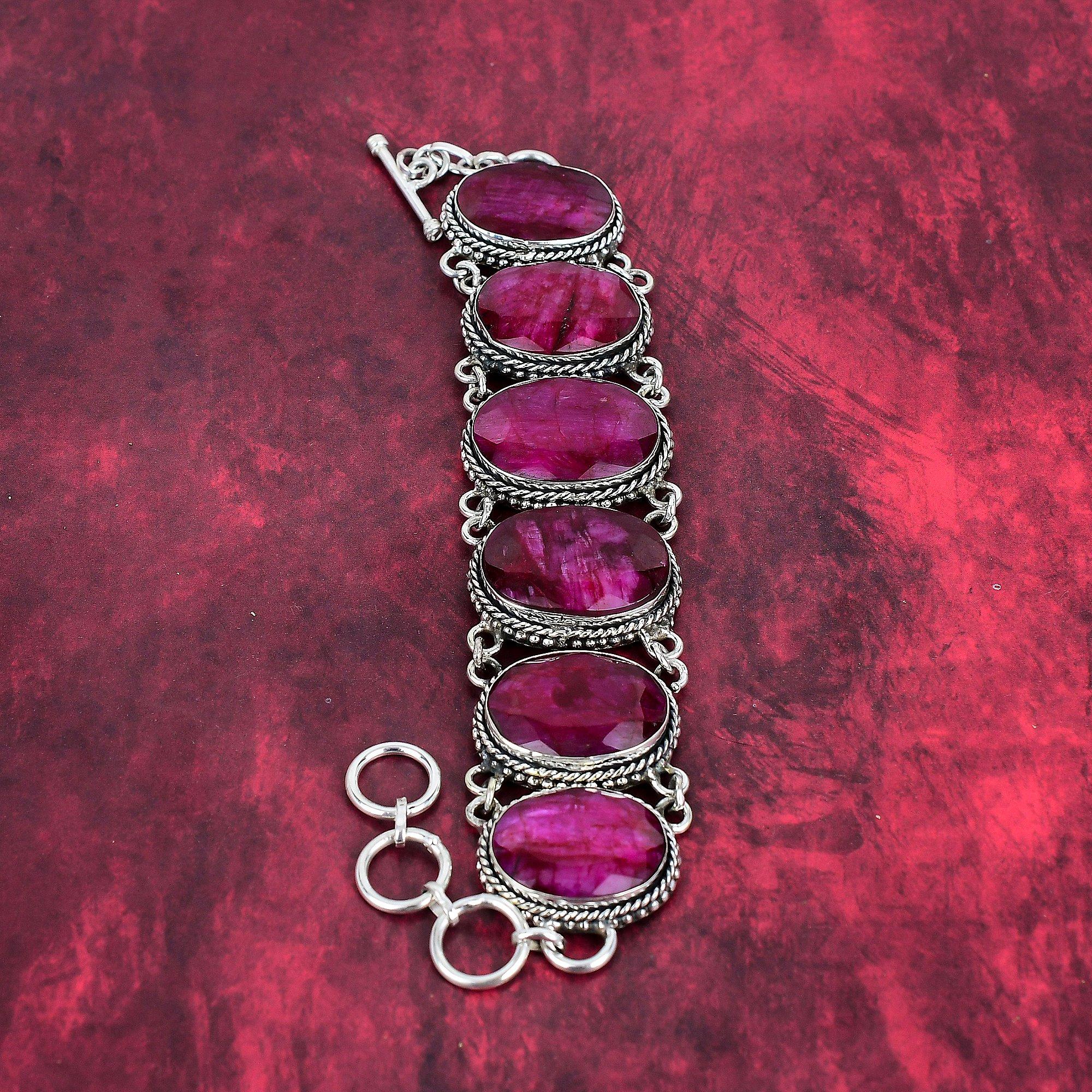 Ювелирные изделия из кашмирского красного рубина, браслет из стерлингового серебра 925 пробы, великолепный браслет из красного рубина ручной работы, для подарка на помолвку